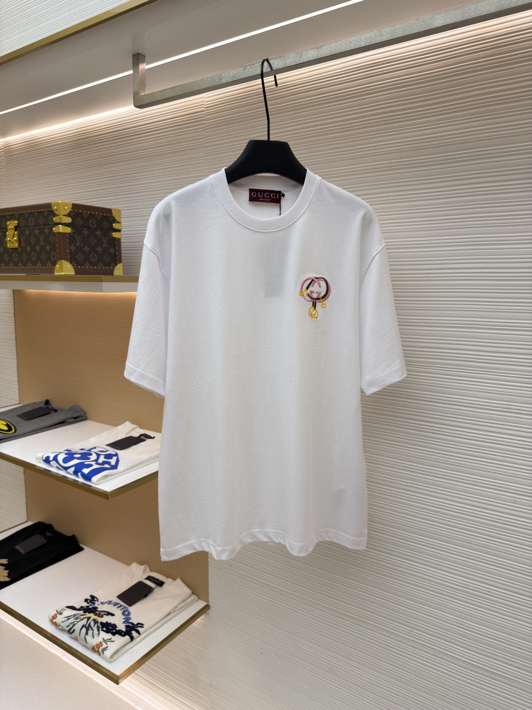 GUCCI 古驰 马蹄扣刺绣圆领短袖T恤 夏季 白色 A0 853421-XJHMV-JABD