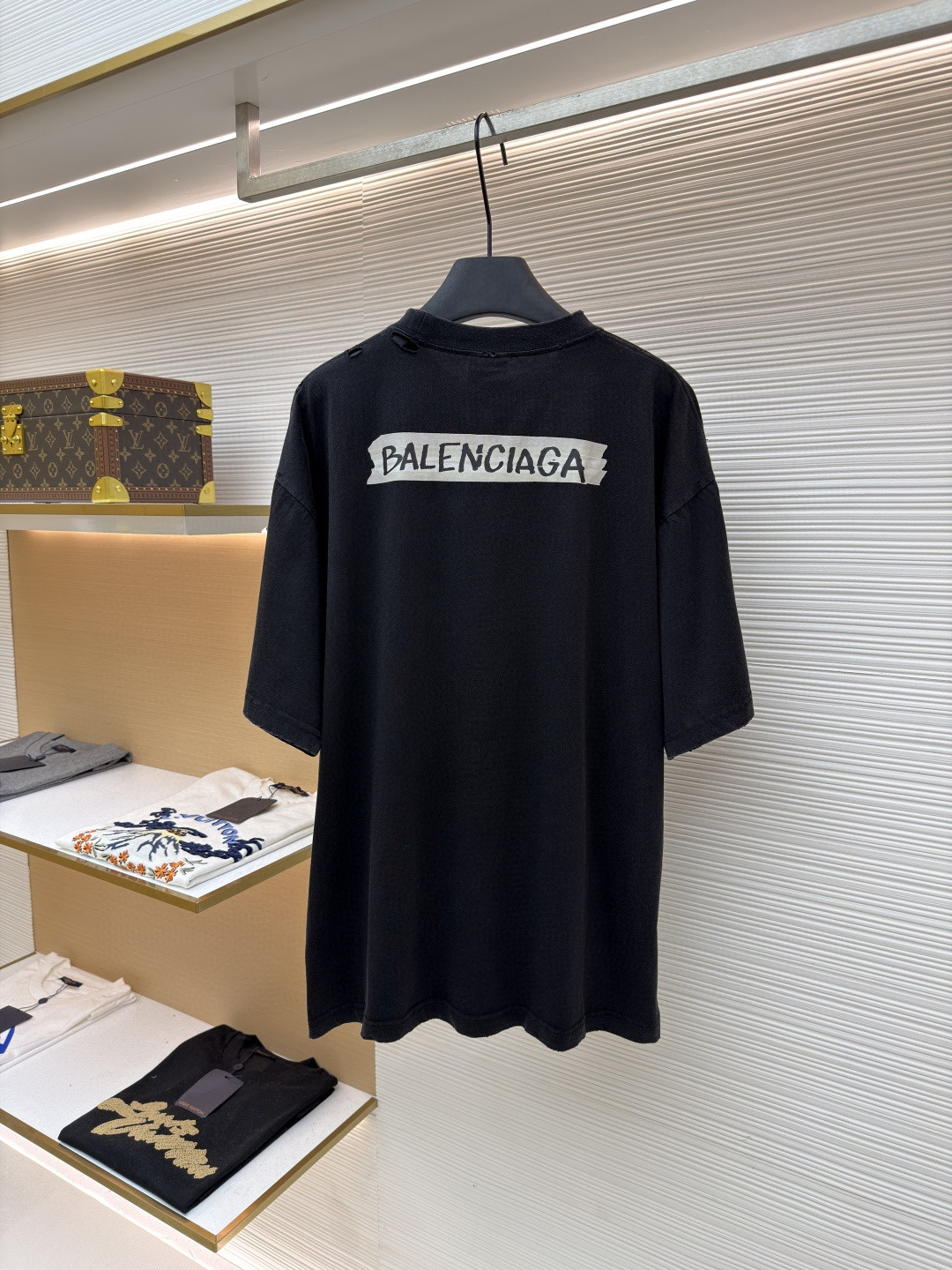 Balenciaga 巴黎世家 白底胶印花短袖 T恤 圆领 夏季 黑色 白色 A0 764235TTVL61041