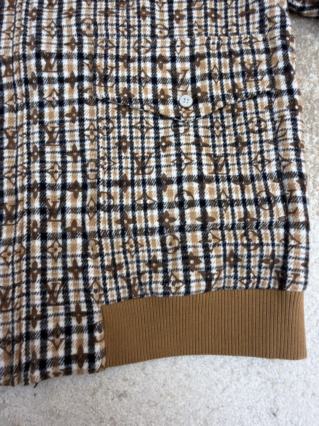 LOUIS VUITTON 路易威登 千鸟格老花拉链夹克 外套 棕色 C0 1AGIOX