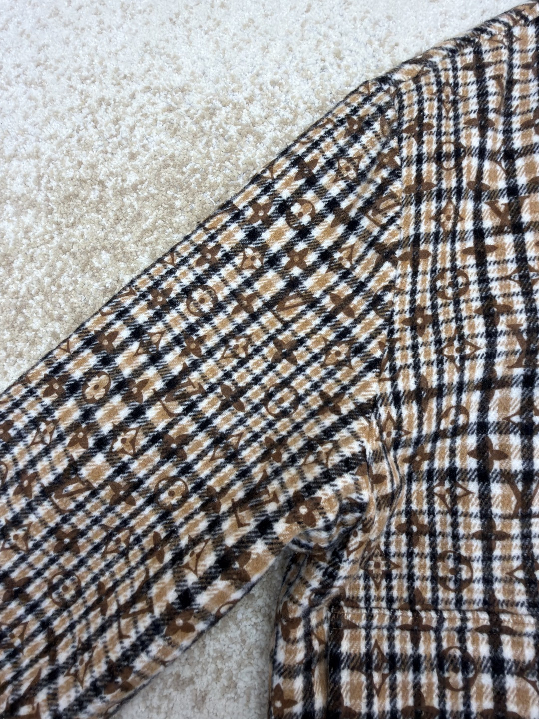 LOUIS VUITTON 路易威登 千鸟格老花拉链夹克 外套 棕色 C0 1AGIOX