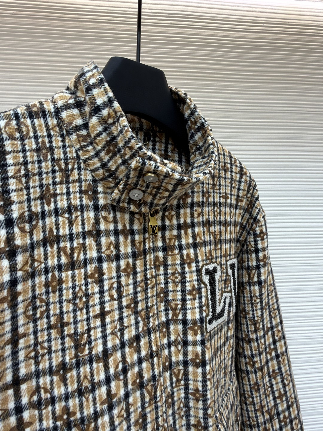 LOUIS VUITTON 路易威登 千鸟格老花拉链夹克 外套 棕色 C0 1AGIOX