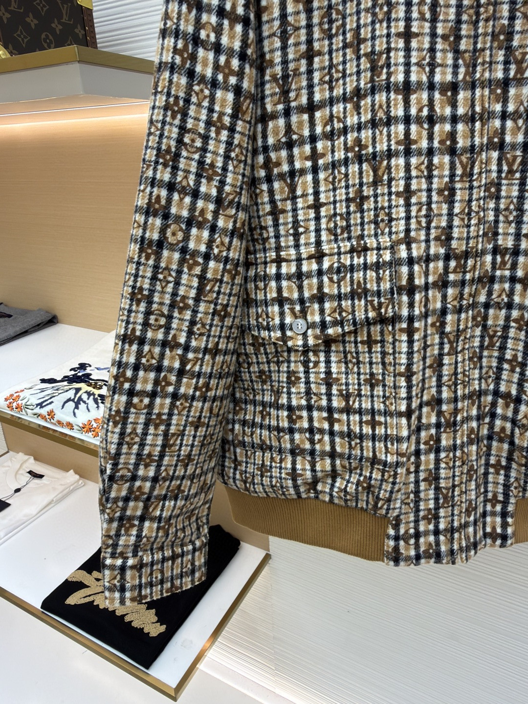 LOUIS VUITTON 路易威登 千鸟格老花拉链夹克 外套 棕色 C0 1AGIOX