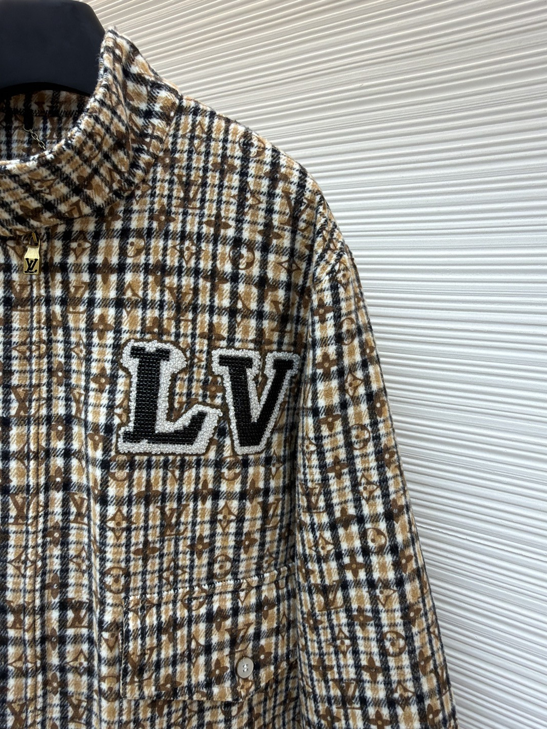 LOUIS VUITTON 路易威登 千鸟格老花拉链夹克 外套 棕色 C0 1AGIOX