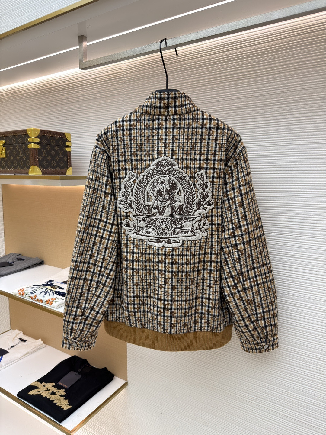 LOUIS VUITTON 路易威登 千鸟格老花拉链夹克 外套 棕色 C0 1AGIOX