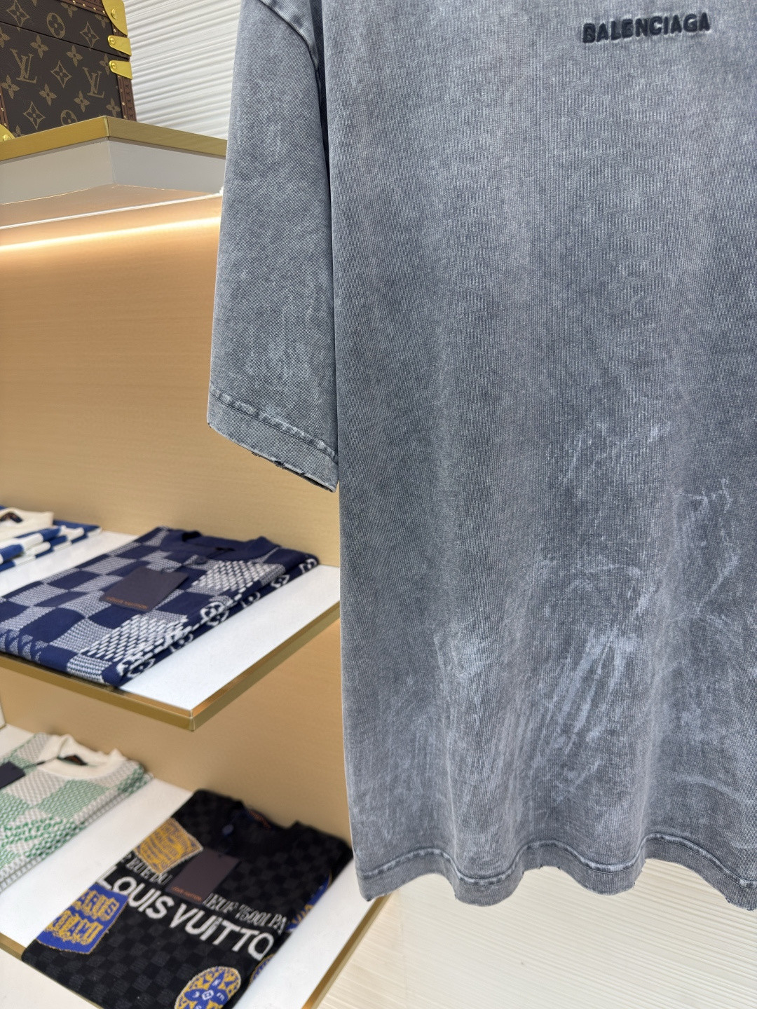 Balenciaga 巴黎世家 水洗做旧油漆泼墨刺绣字母短袖 T恤 圆领 夏季 A5 