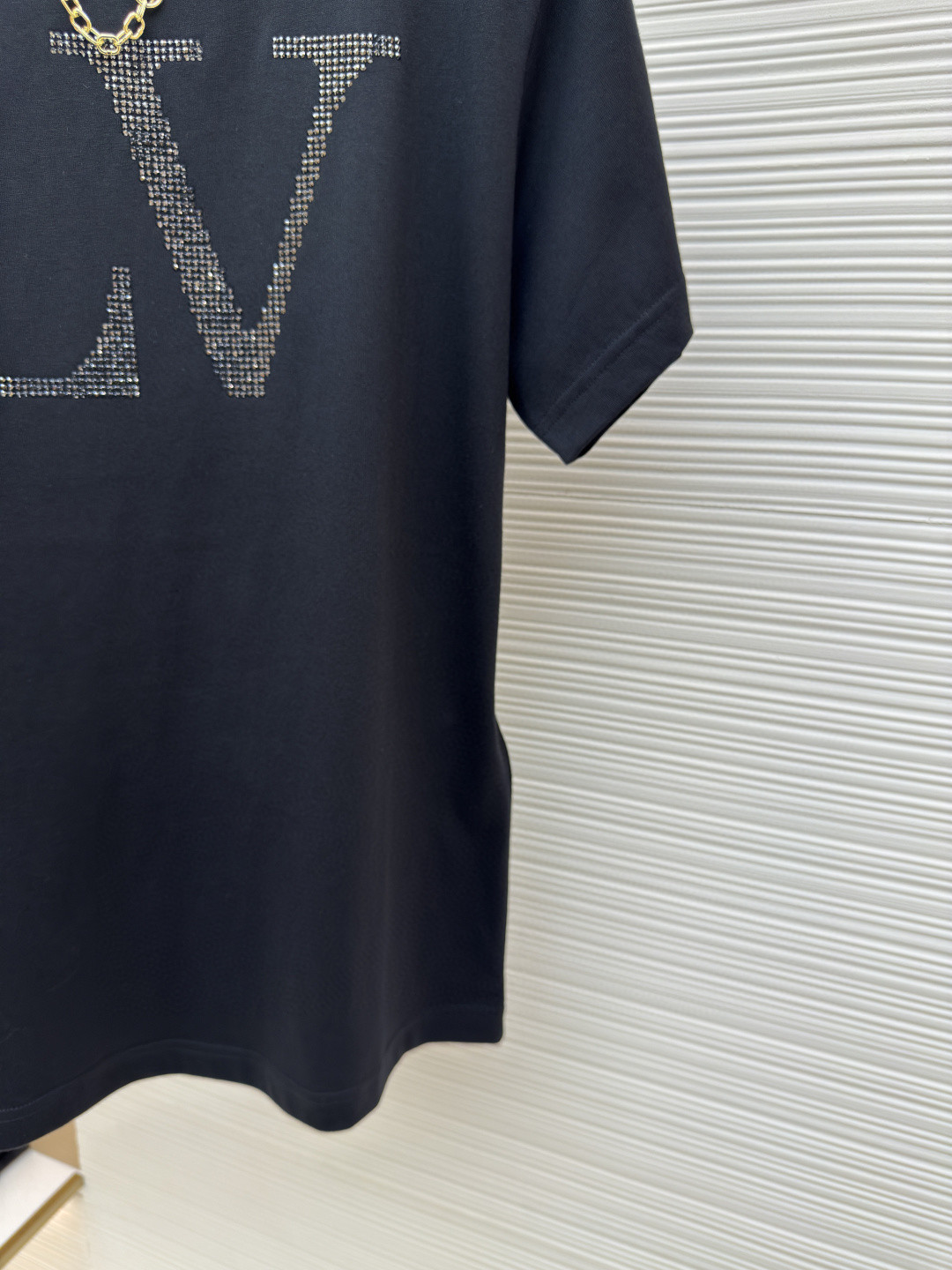 LOUIS VUITTON 路易威登 LV 链条烫钻logo圆领T恤 短袖 女款 白色 黑色 A0 1AI484