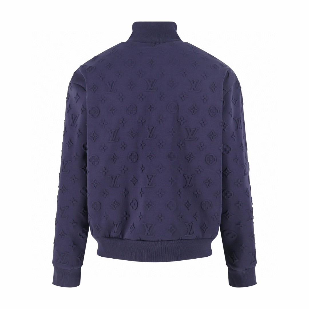 LOUIS VUITTON 路易威登 老花压纹拉链运动外套 夹克 蓝色 B5 1AJB57