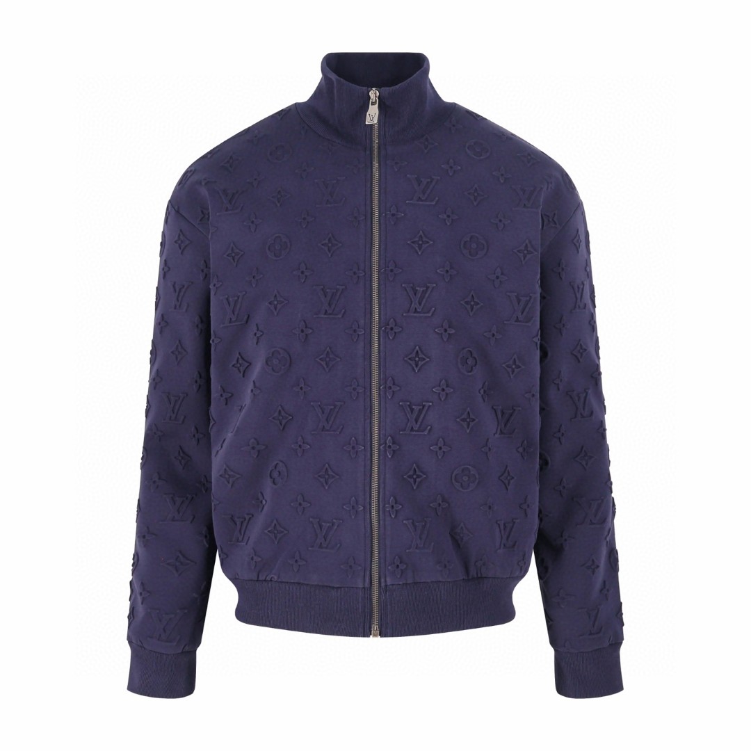 LOUIS VUITTON 路易威登 老花压纹拉链运动外套 夹克 蓝色 B5 1AJB57