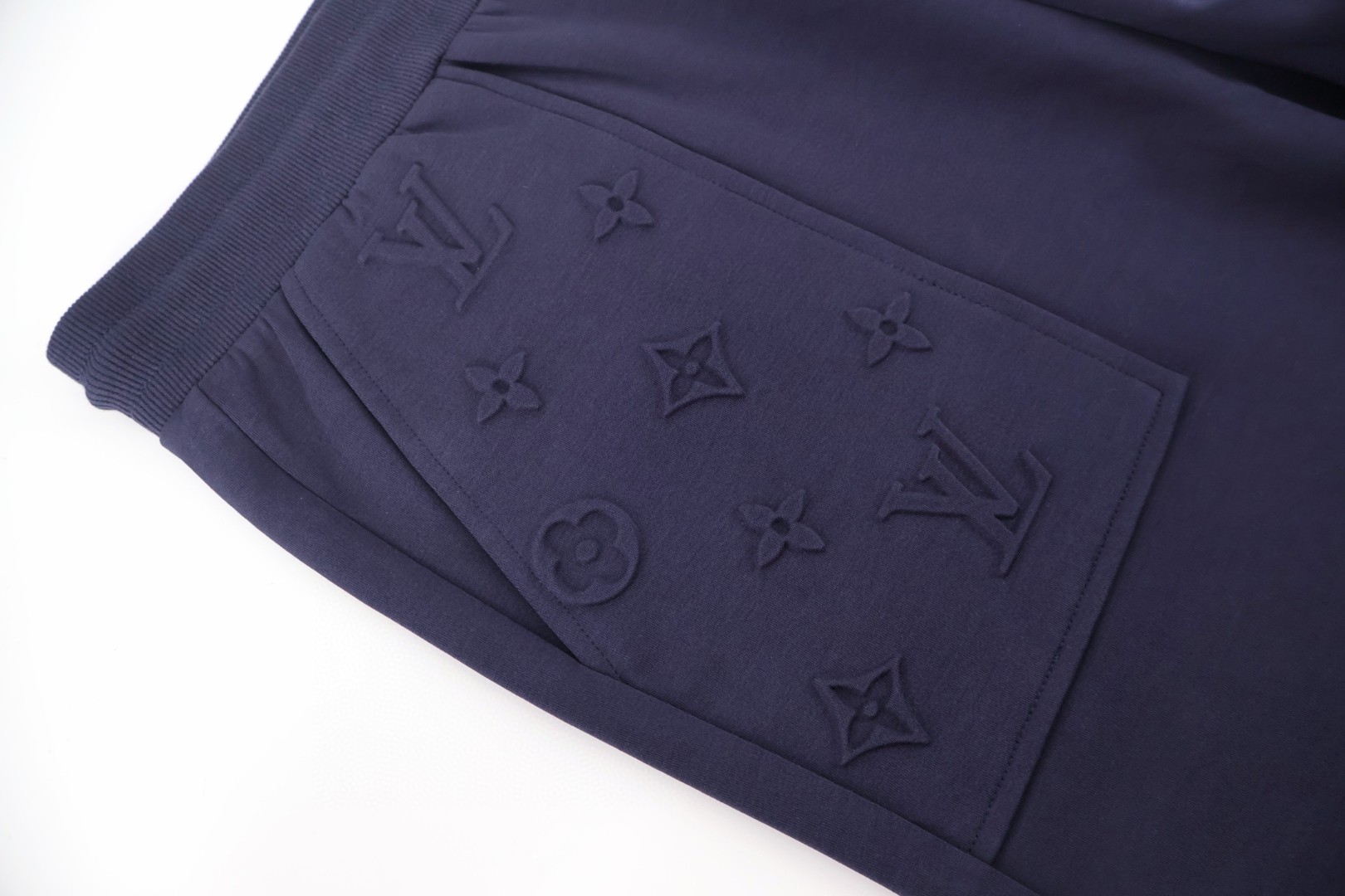 LOUIS VUITTON 路易威登 老花压纹松紧腰运动裤 休闲裤 长裤 裤子 蓝色 B5 1AJCF1