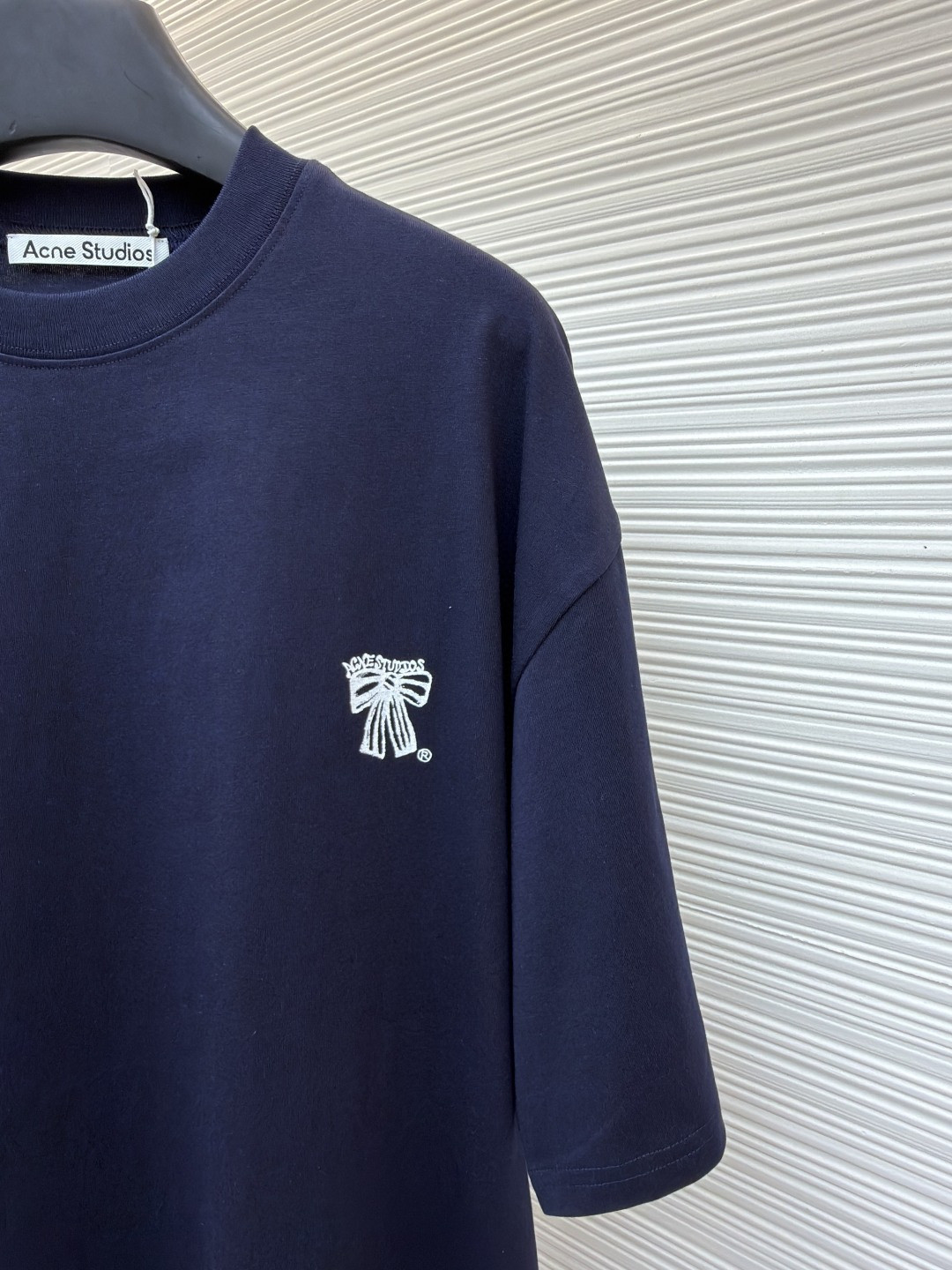 Acne Studios 蝴蝶结徽标印花圆领T恤 短袖 灰色 蓝色 A0 CL0458-885