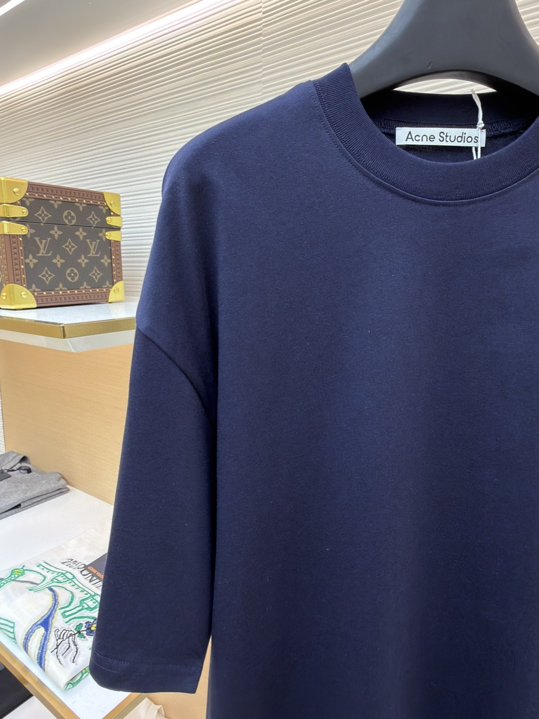Acne Studios 蝴蝶结徽标印花圆领T恤 短袖 灰色 蓝色 A0 CL0458-885