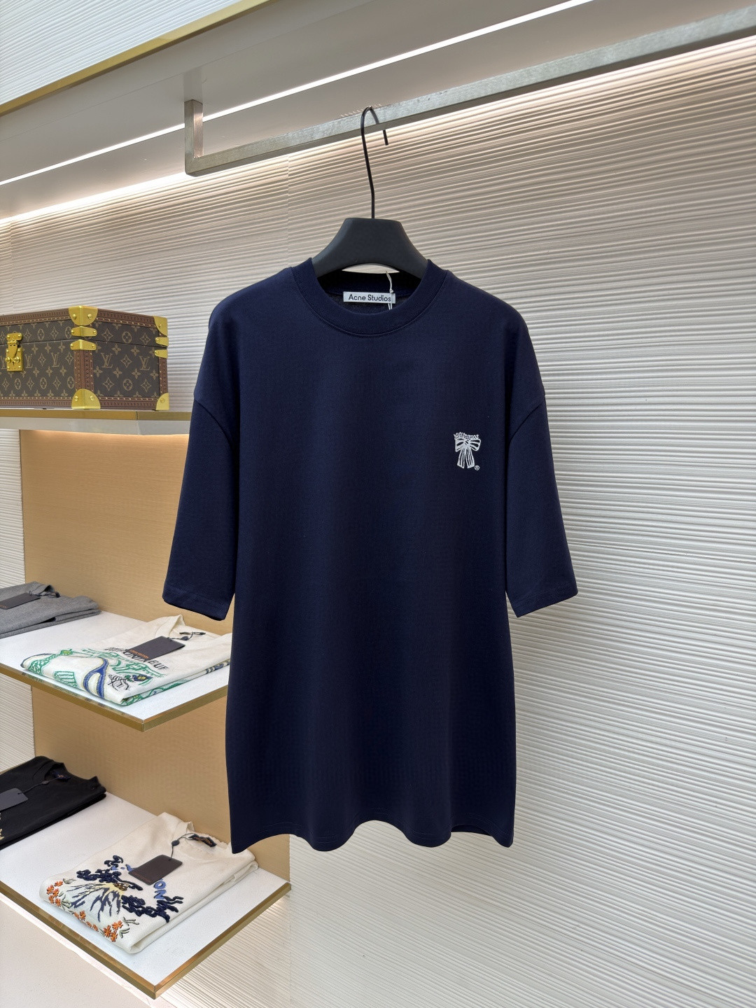 Acne Studios 蝴蝶结徽标印花圆领T恤 短袖 灰色 蓝色 A0 CL0458-885