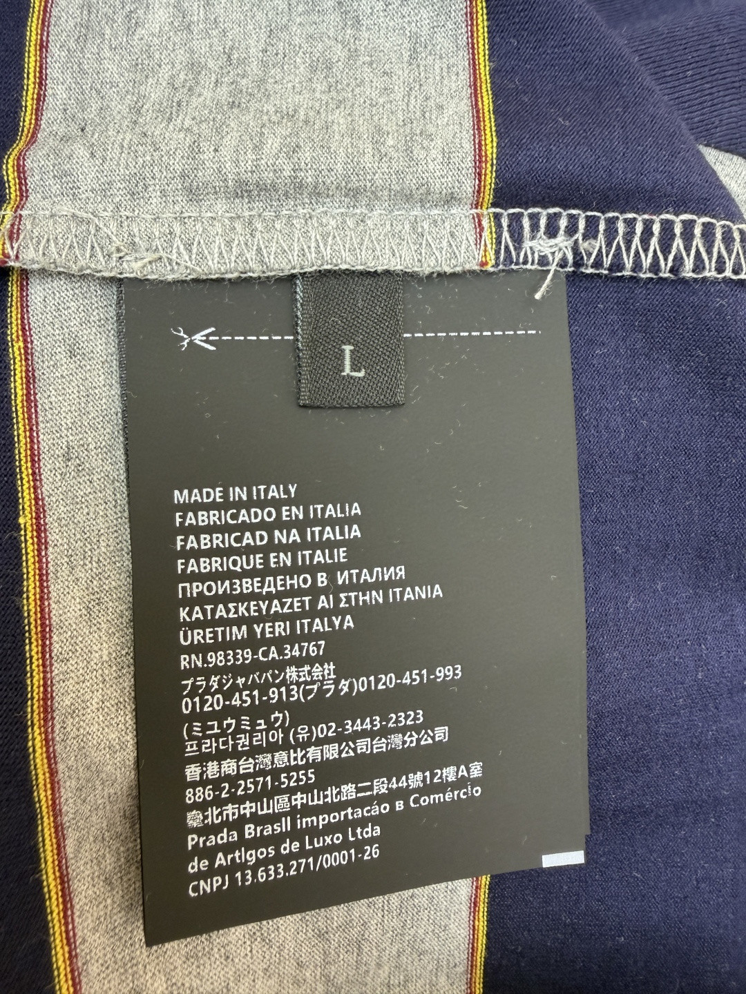 MIU MIU 条纹针织POLO衫 短袖 休闲T恤 夏季 女款 蓝灰色 A0 MJN536-14RT-F005R-S-OOO