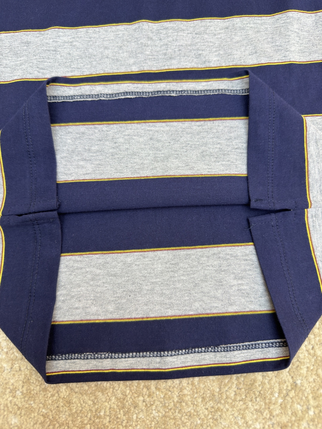 MIU MIU 条纹针织POLO衫 短袖 休闲T恤 夏季 女款 蓝灰色 A0 MJN536-14RT-F005R-S-OOO