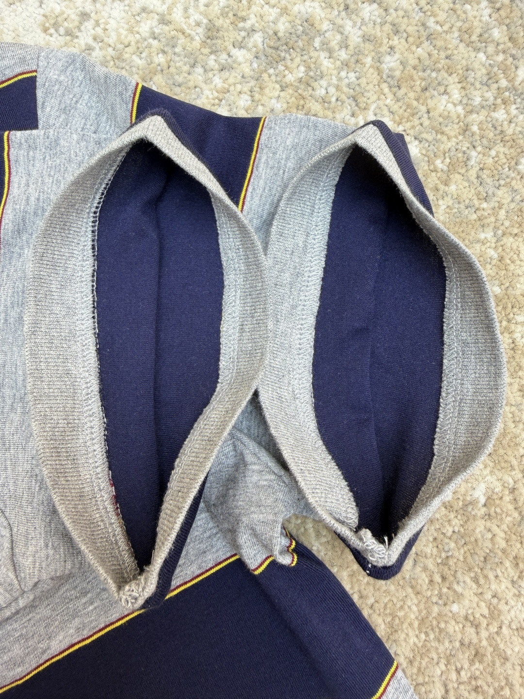 MIU MIU 条纹针织POLO衫 短袖 休闲T恤 夏季 女款 蓝灰色 A0 MJN536-14RT-F005R-S-OOO