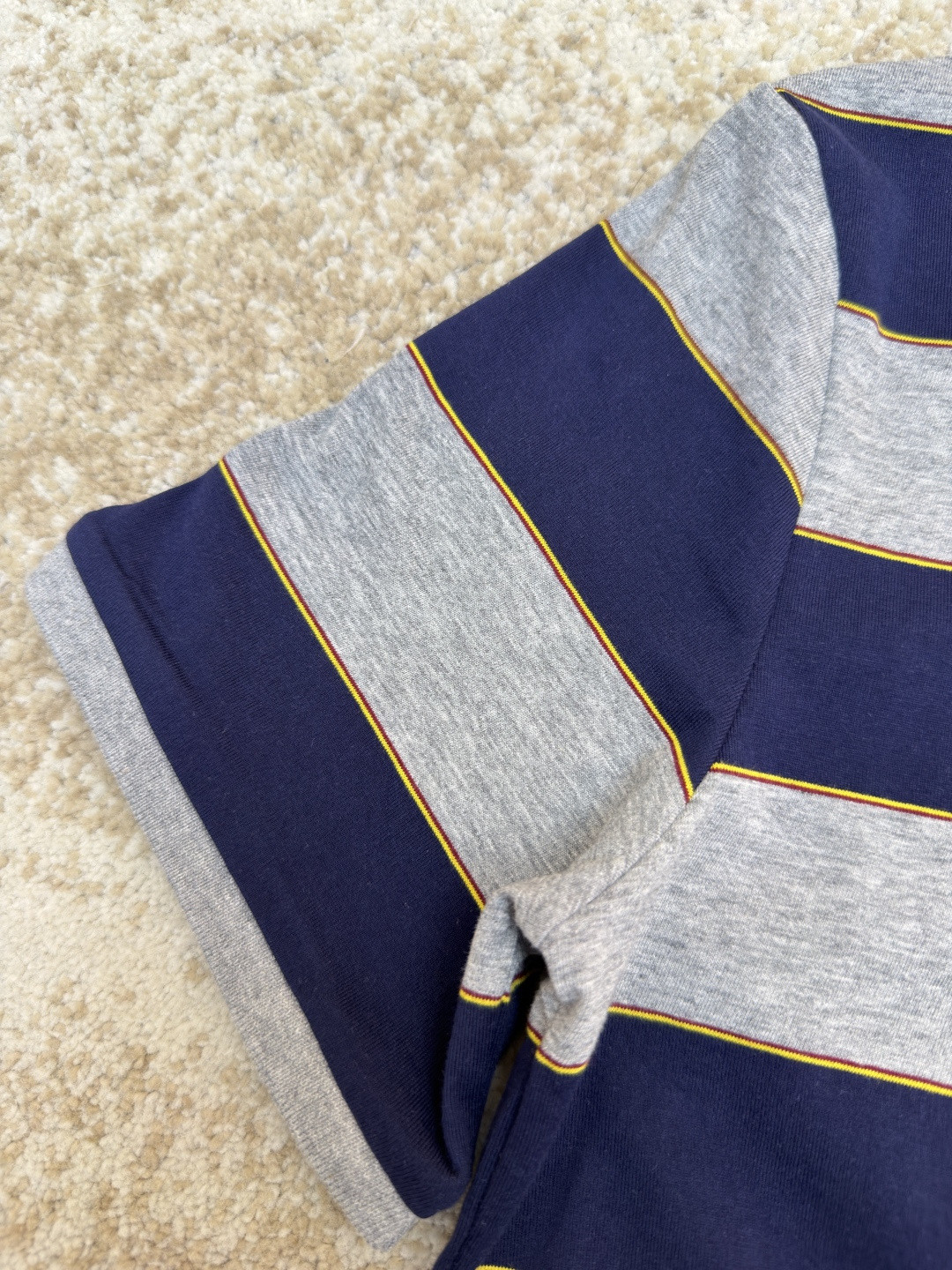 MIU MIU 条纹针织POLO衫 短袖 休闲T恤 夏季 女款 蓝灰色 A0 MJN536-14RT-F005R-S-OOO