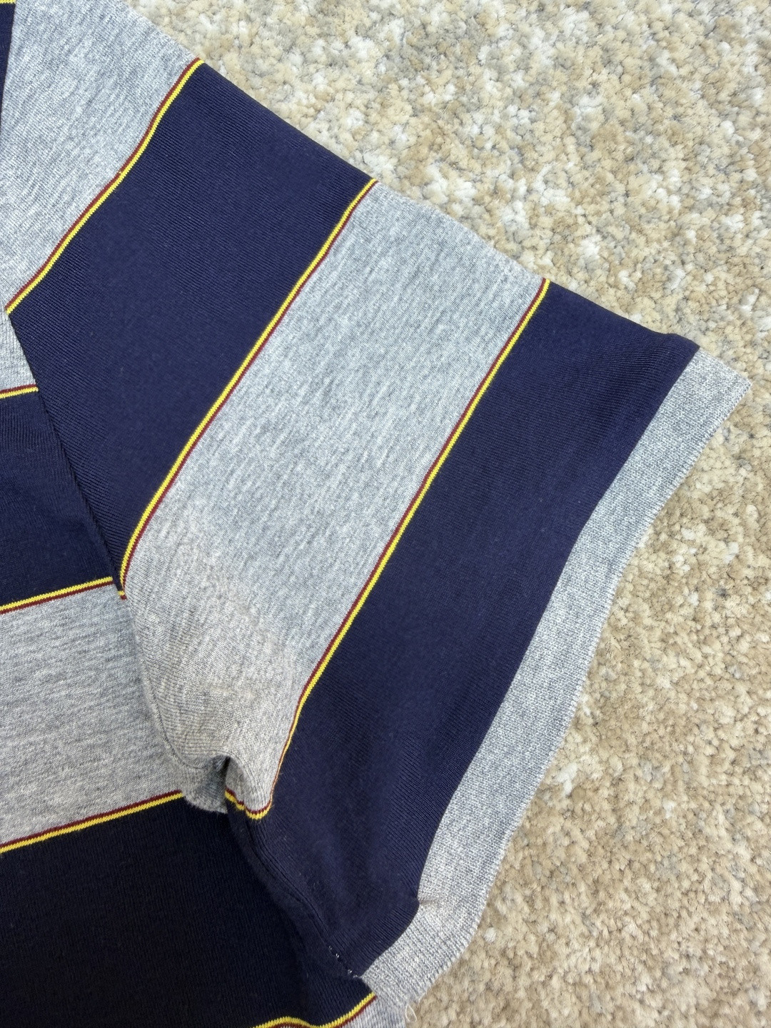 MIU MIU 条纹针织POLO衫 短袖 休闲T恤 夏季 女款 蓝灰色 A0 MJN536-14RT-F005R-S-OOO