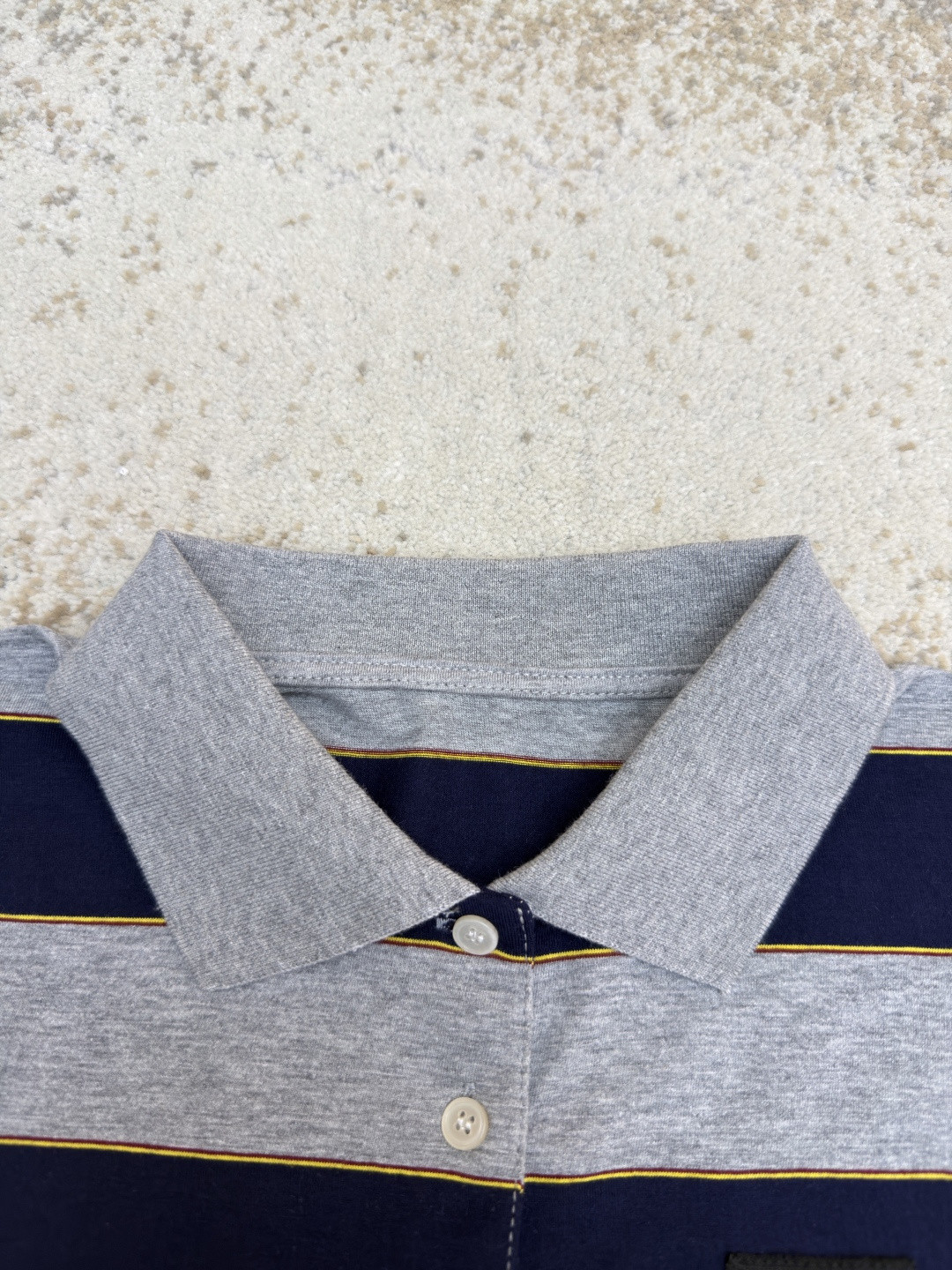 MIU MIU 条纹针织POLO衫 短袖 休闲T恤 夏季 女款 蓝灰色 A0 MJN536-14RT-F005R-S-OOO