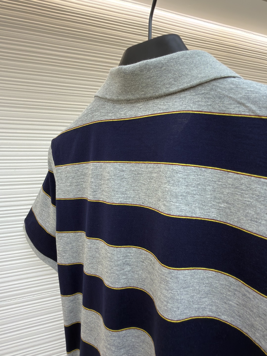 MIU MIU 条纹针织POLO衫 短袖 休闲T恤 夏季 女款 蓝灰色 A0 MJN536-14RT-F005R-S-OOO