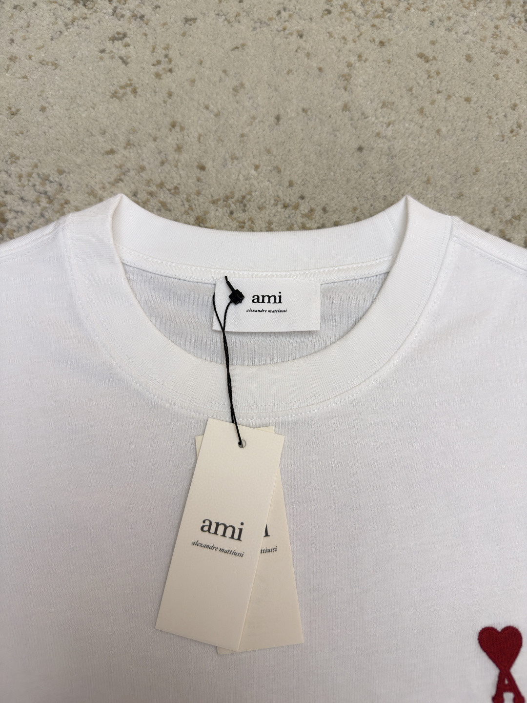 AMIPARIS Ami 爱心刺绣圆领短袖 T恤 夏季 黑色 白色 A0 BFHJ108723-001