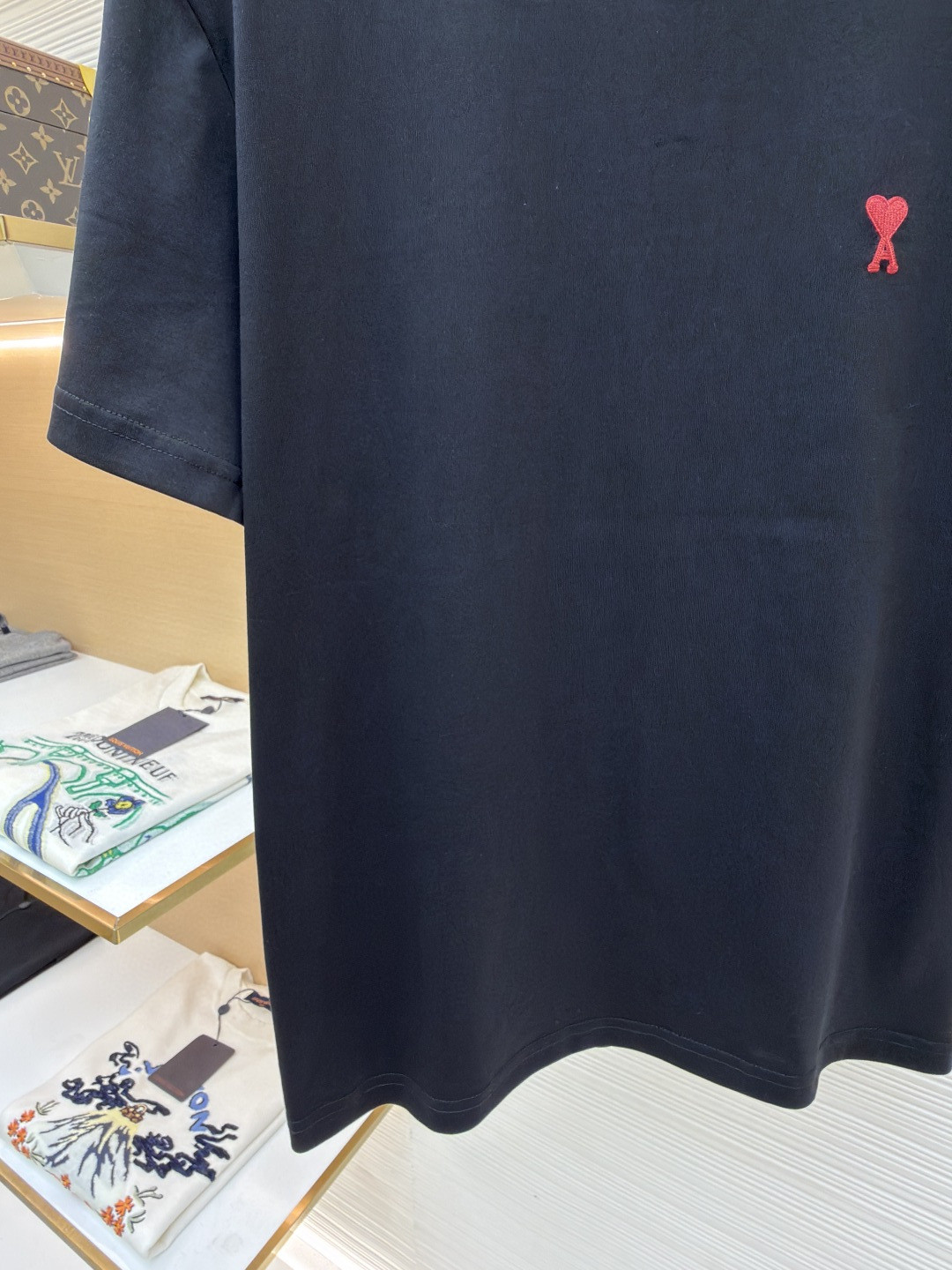 AMIPARIS Ami 爱心刺绣圆领短袖 T恤 夏季 黑色 白色 A0 BFHJ108723-001