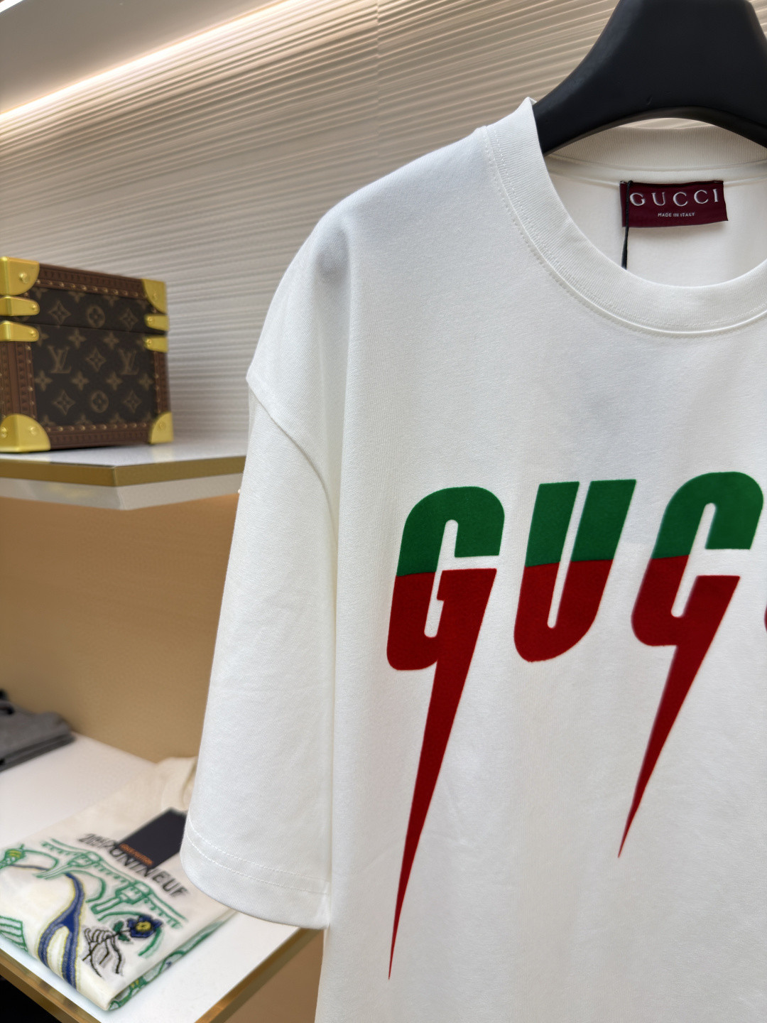 GUCCI 古驰 锋刃字母logo印花 短袖 T恤 圆领 套头 夏季 白色（绿粉） 白色（绿红）A0 565806-XJAZY-9037