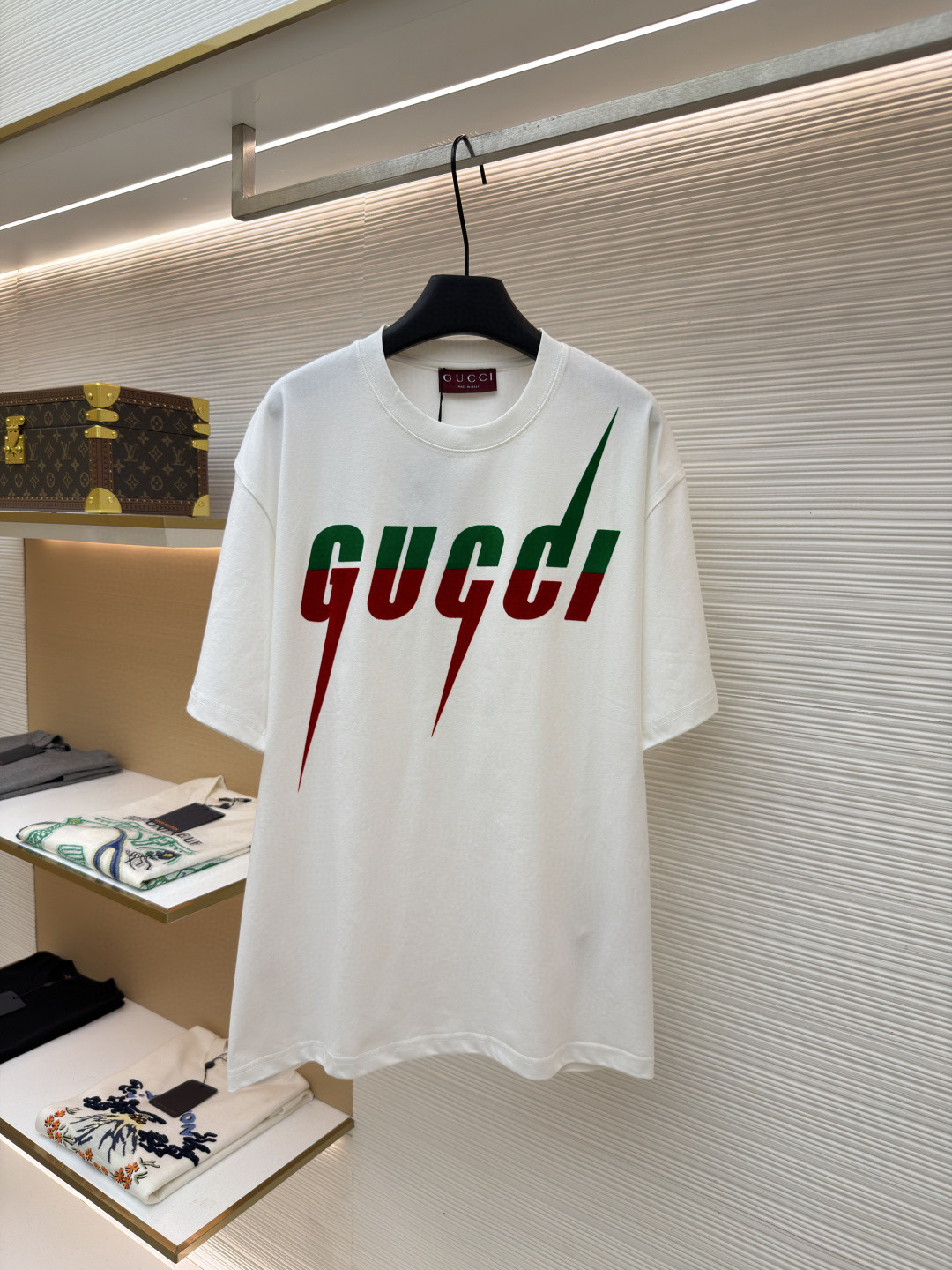 GUCCI 古驰 锋刃字母logo印花 短袖 T恤 圆领 套头 夏季 白色（绿粉） 白色（绿红）A0 565806-XJAZY-9037