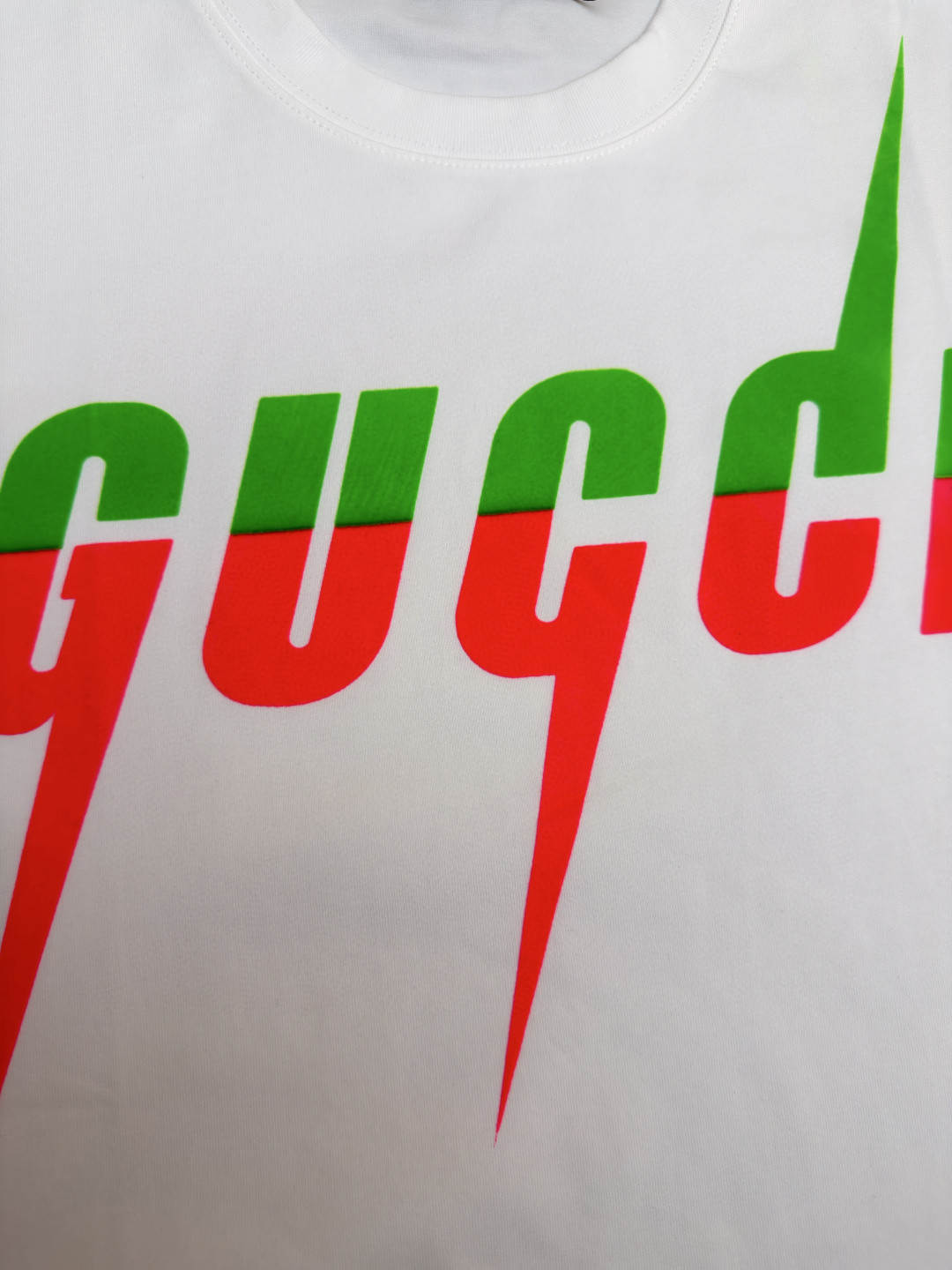 GUCCI 古驰 锋刃字母logo印花 短袖 T恤 圆领 套头 夏季 白色（绿粉） 白色（绿红）A0 565806-XJAZY-9037
