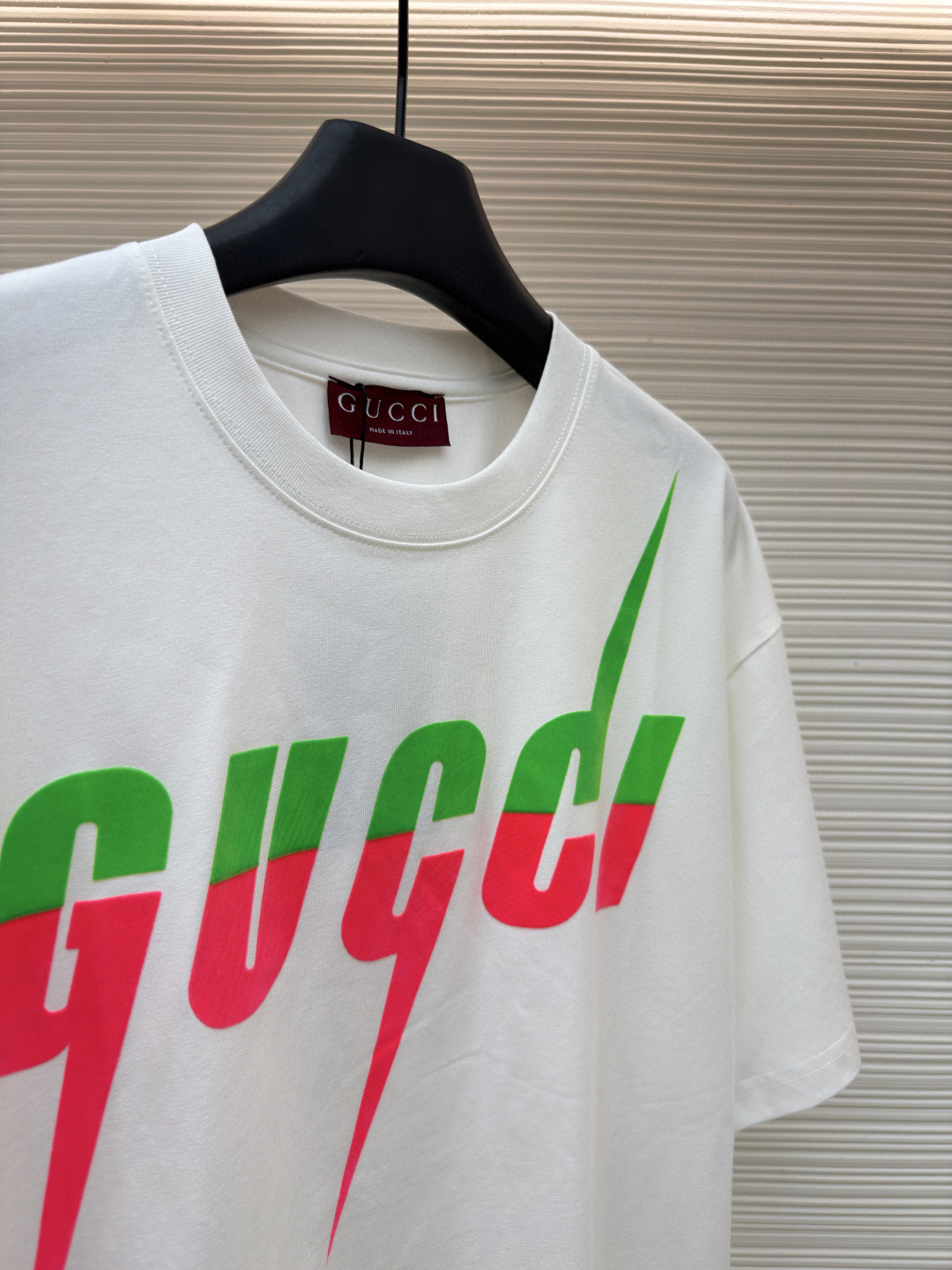 GUCCI 古驰 锋刃字母logo印花 短袖 T恤 圆领 套头 夏季 白色（绿粉） 白色（绿红）A0 565806-XJAZY-9037