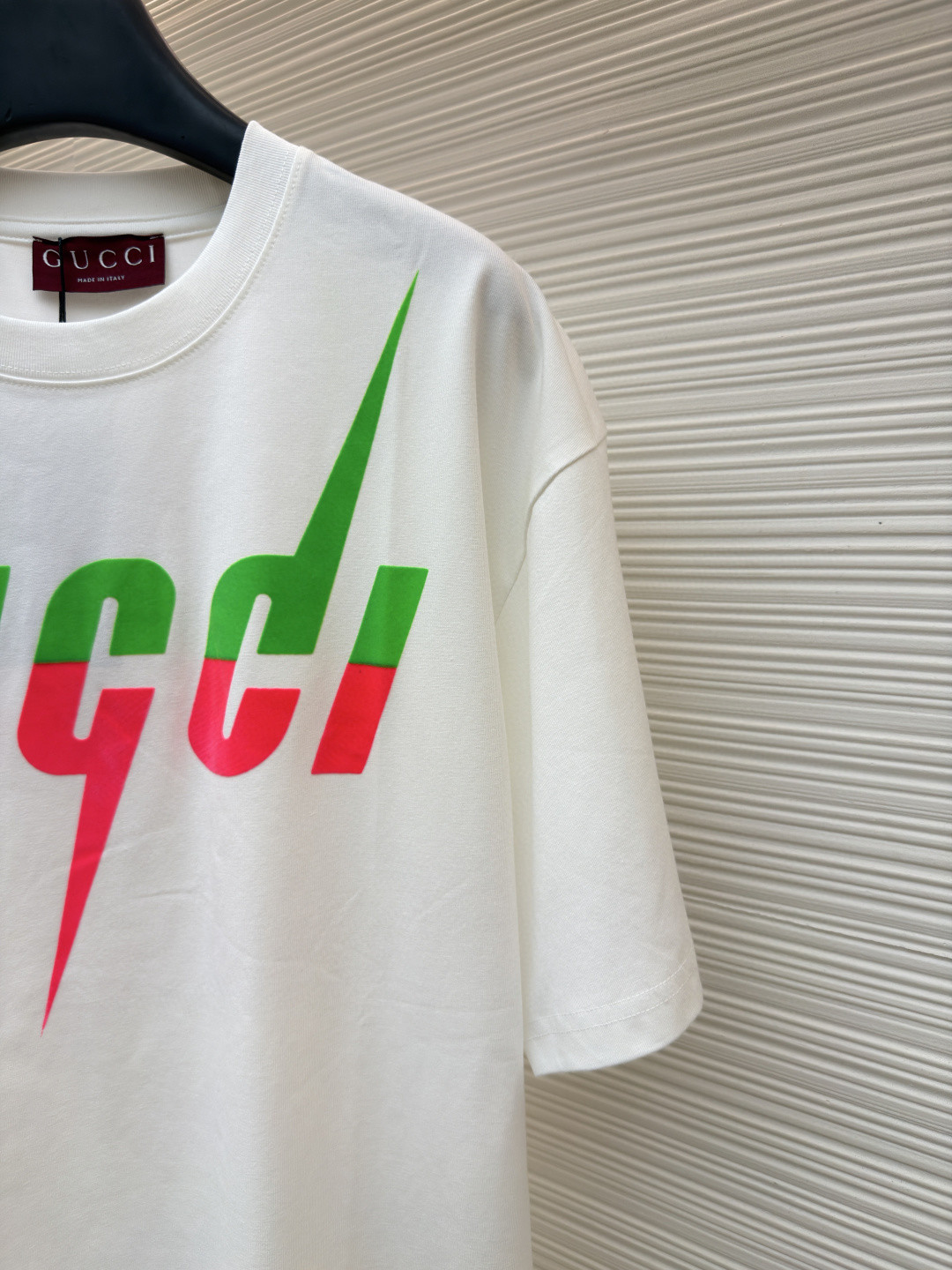 GUCCI 古驰 锋刃字母logo印花 短袖 T恤 圆领 套头 夏季 白色（绿粉） 白色（绿红）A0 565806-XJAZY-9037