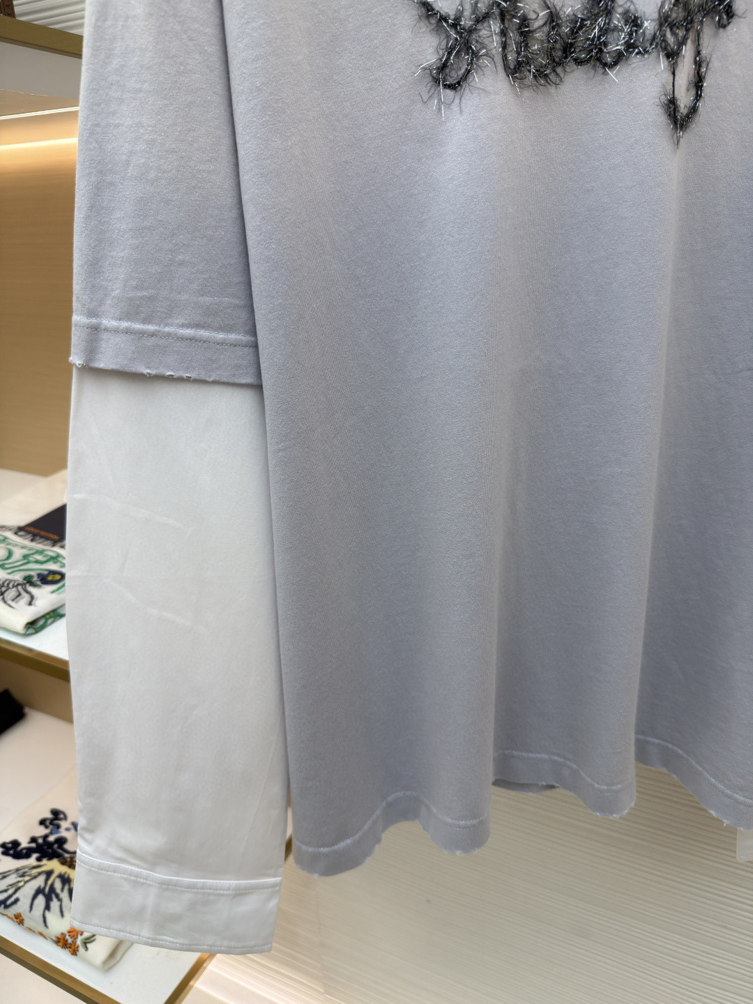 Acne Studios 复古效果分层假两件徽标T恤 打底衫 长袖 白色 黑色 A5 CL0422-228