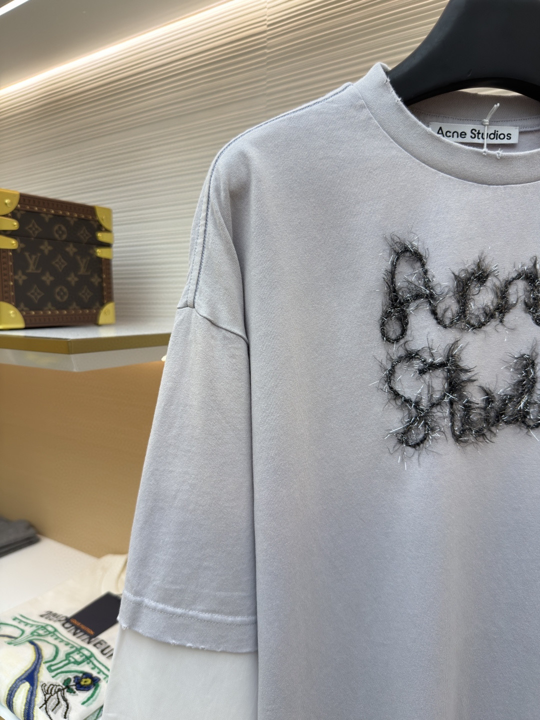 Acne Studios 复古效果分层假两件徽标T恤 打底衫 长袖 白色 黑色 A5 CL0422-228