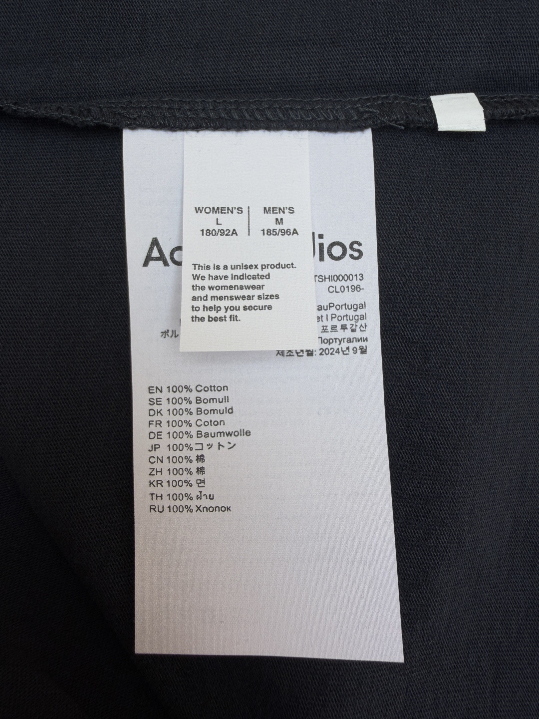 Acne Studios 复古效果分层假两件徽标T恤 打底衫 长袖 白色 黑色 A5 CL0422-228