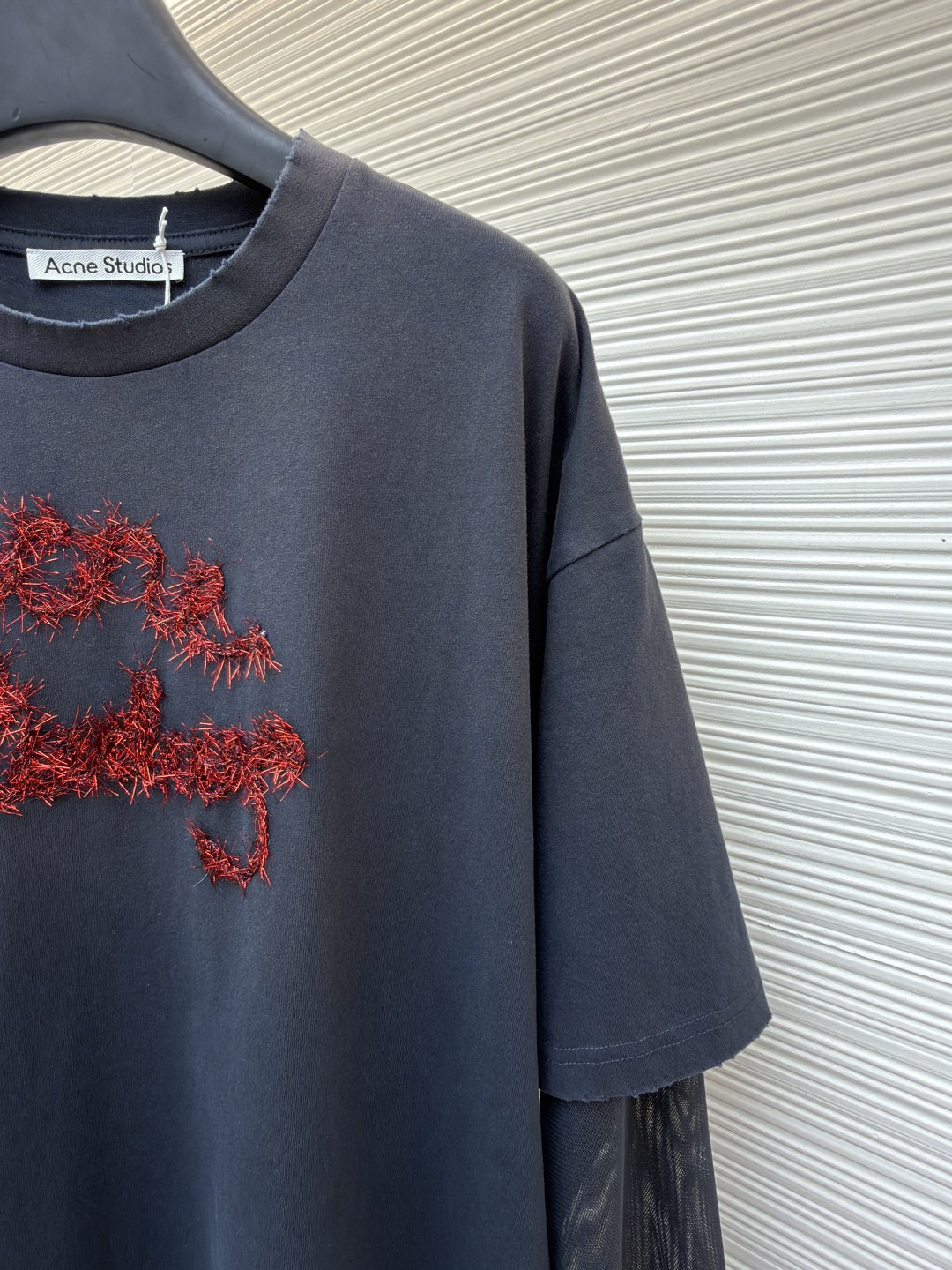 Acne Studios 复古效果分层假两件徽标T恤 打底衫 长袖 白色 黑色 A5 CL0422-228