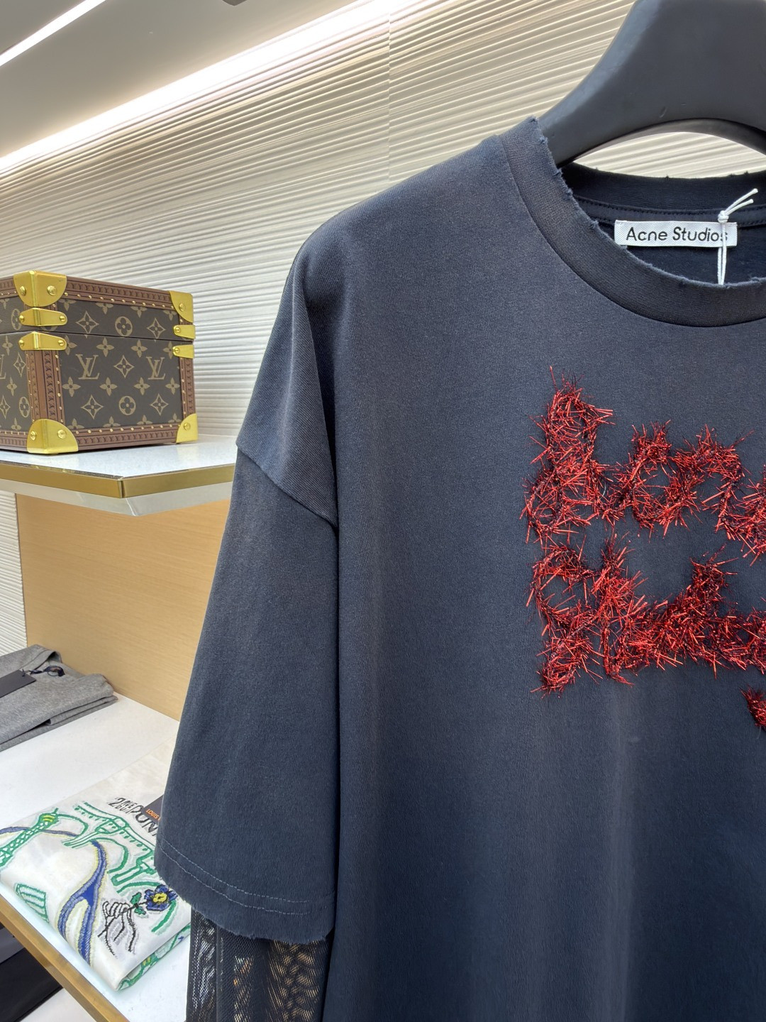 Acne Studios 复古效果分层假两件徽标T恤 打底衫 长袖 白色 黑色 A5 CL0422-228