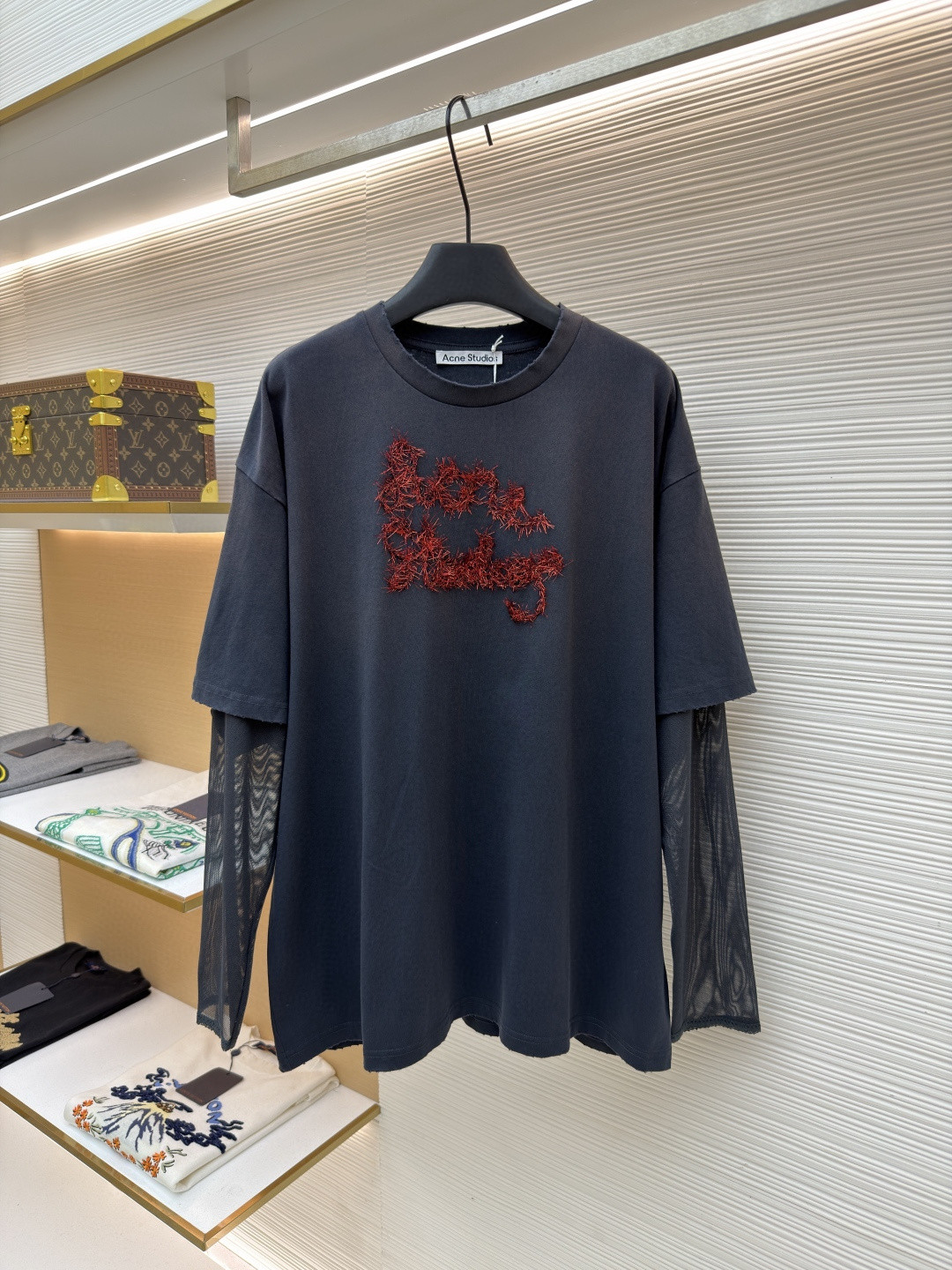 Acne Studios 复古效果分层假两件徽标T恤 打底衫 长袖 白色 黑色 A5 CL0422-228