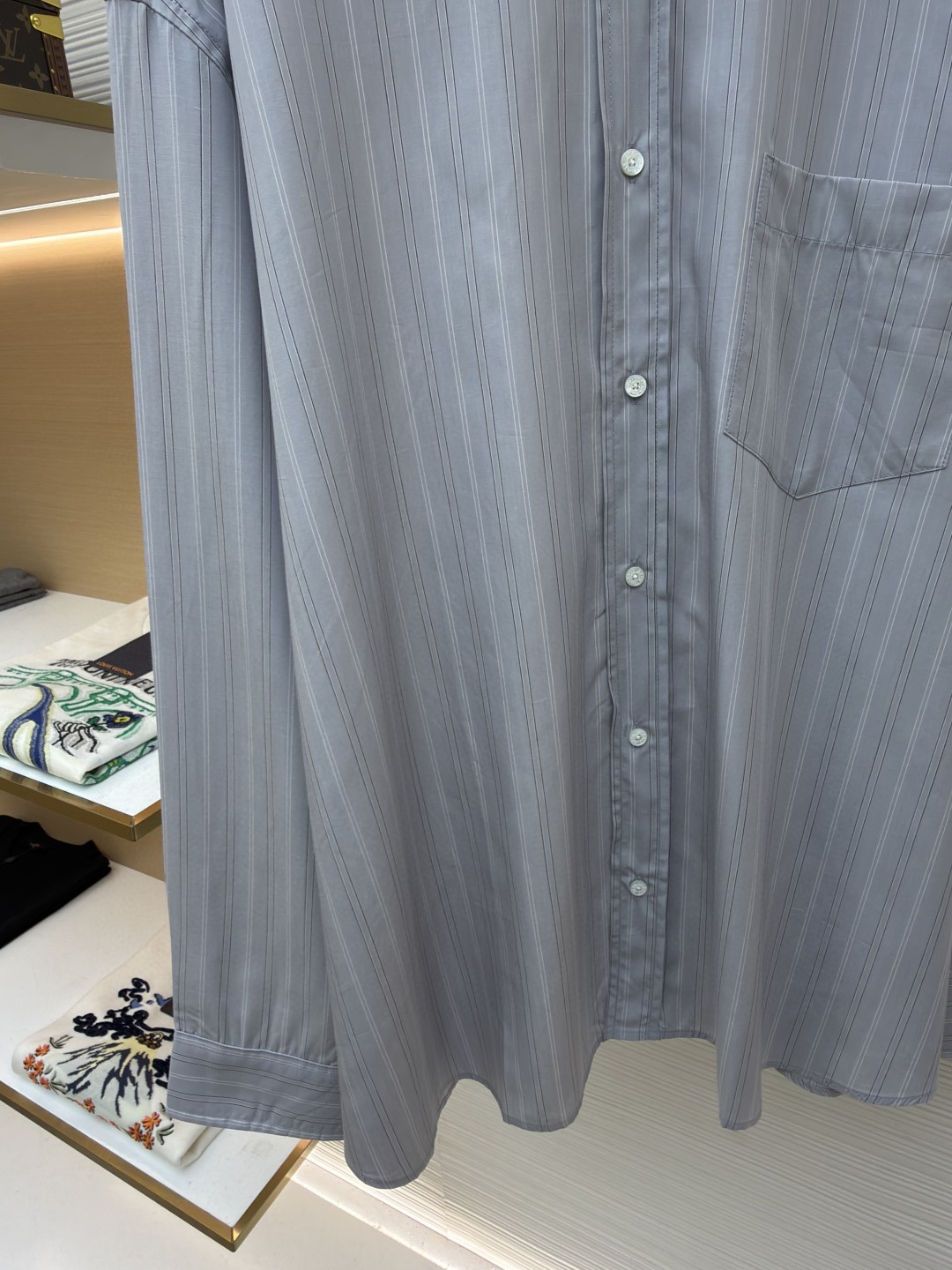 Acne Studios 标签条纹纽扣衬衫 外套 长袖 B0 BB0698-AM4