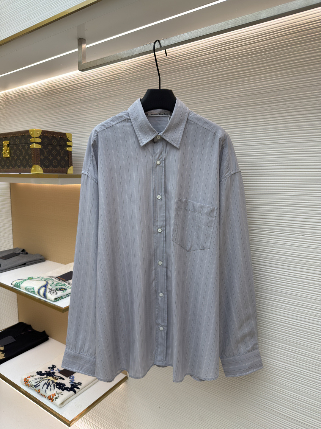 Acne Studios 标签条纹纽扣衬衫 外套 长袖 B0 BB0698-AM4