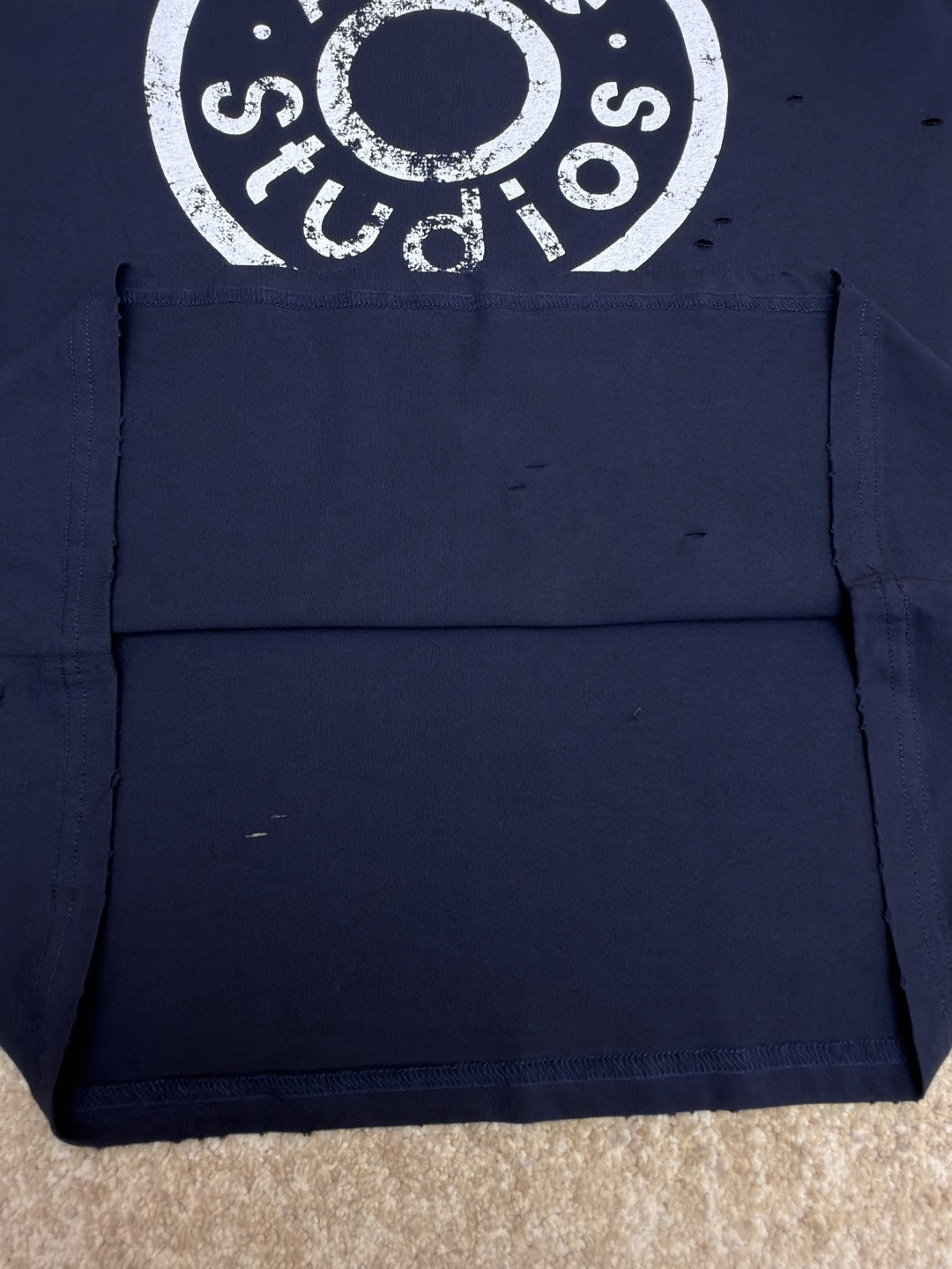 Acne Studios 纽扣徽标印花假两件圆领T恤 打底衫 长袖 蓝色 A5 CL0431-833