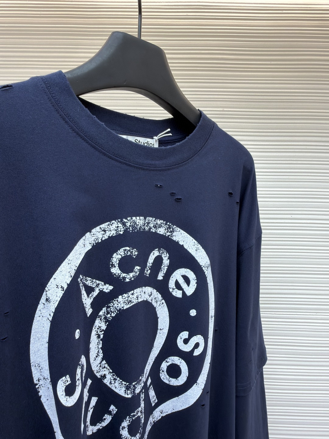 Acne Studios 纽扣徽标印花假两件圆领T恤 打底衫 长袖 蓝色 A5 CL0431-833