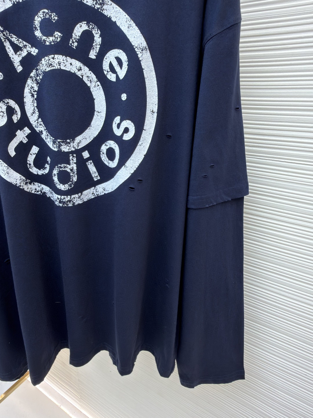 Acne Studios 纽扣徽标印花假两件圆领T恤 打底衫 长袖 蓝色 A5 CL0431-833