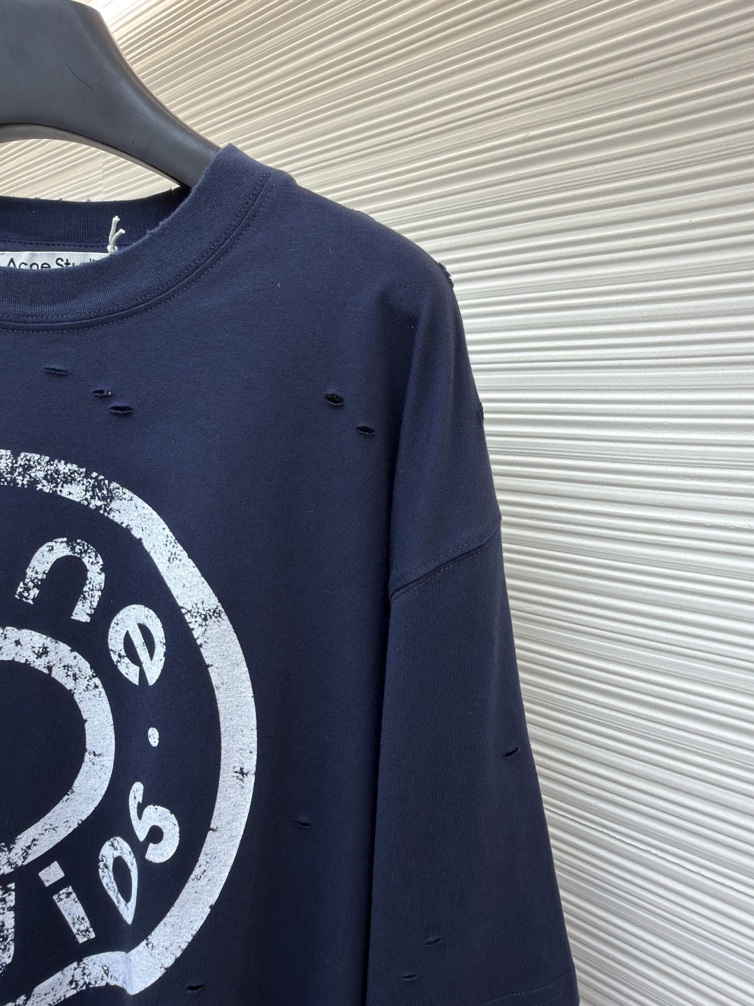 Acne Studios 纽扣徽标印花假两件圆领T恤 打底衫 长袖 蓝色 A5 CL0431-833