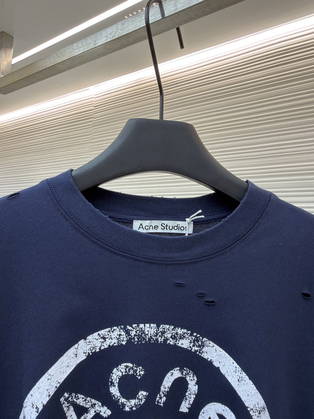 Acne Studios 纽扣徽标印花假两件圆领T恤 打底衫 长袖 蓝色 A5 CL0431-833