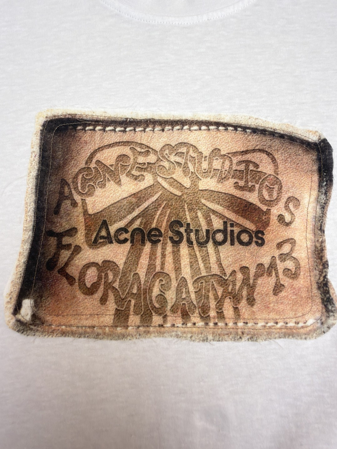 Acne Studios 复古数码蝴蝶结印花圆领T恤 打底衫 长袖 白色 A2 CL0343-DC6