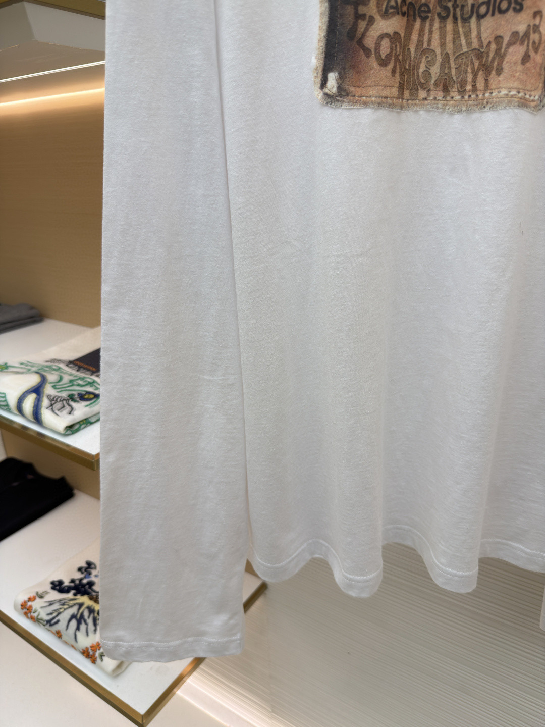 Acne Studios 复古数码蝴蝶结印花圆领T恤 打底衫 长袖 白色 A2 CL0343-DC6