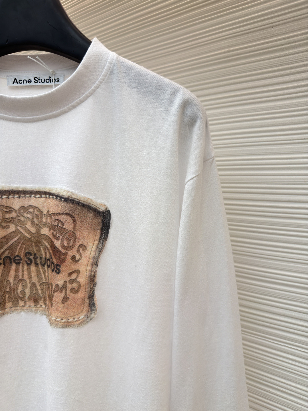 Acne Studios 复古数码蝴蝶结印花圆领T恤 打底衫 长袖 白色 A2 CL0343-DC6