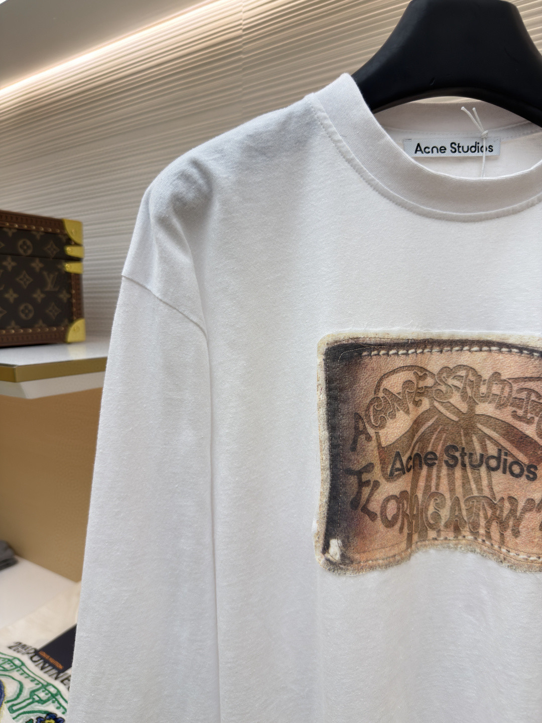 Acne Studios 复古数码蝴蝶结印花圆领T恤 打底衫 长袖 白色 A2 CL0343-DC6