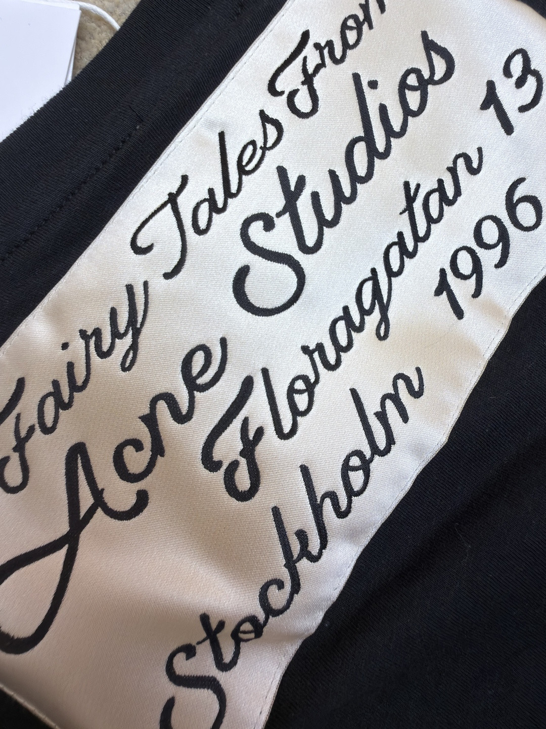 Acne Studios 褶饰花苞廓形简约字母印花落肩七分袖T恤 短袖 黑色 A5 AL0528-900