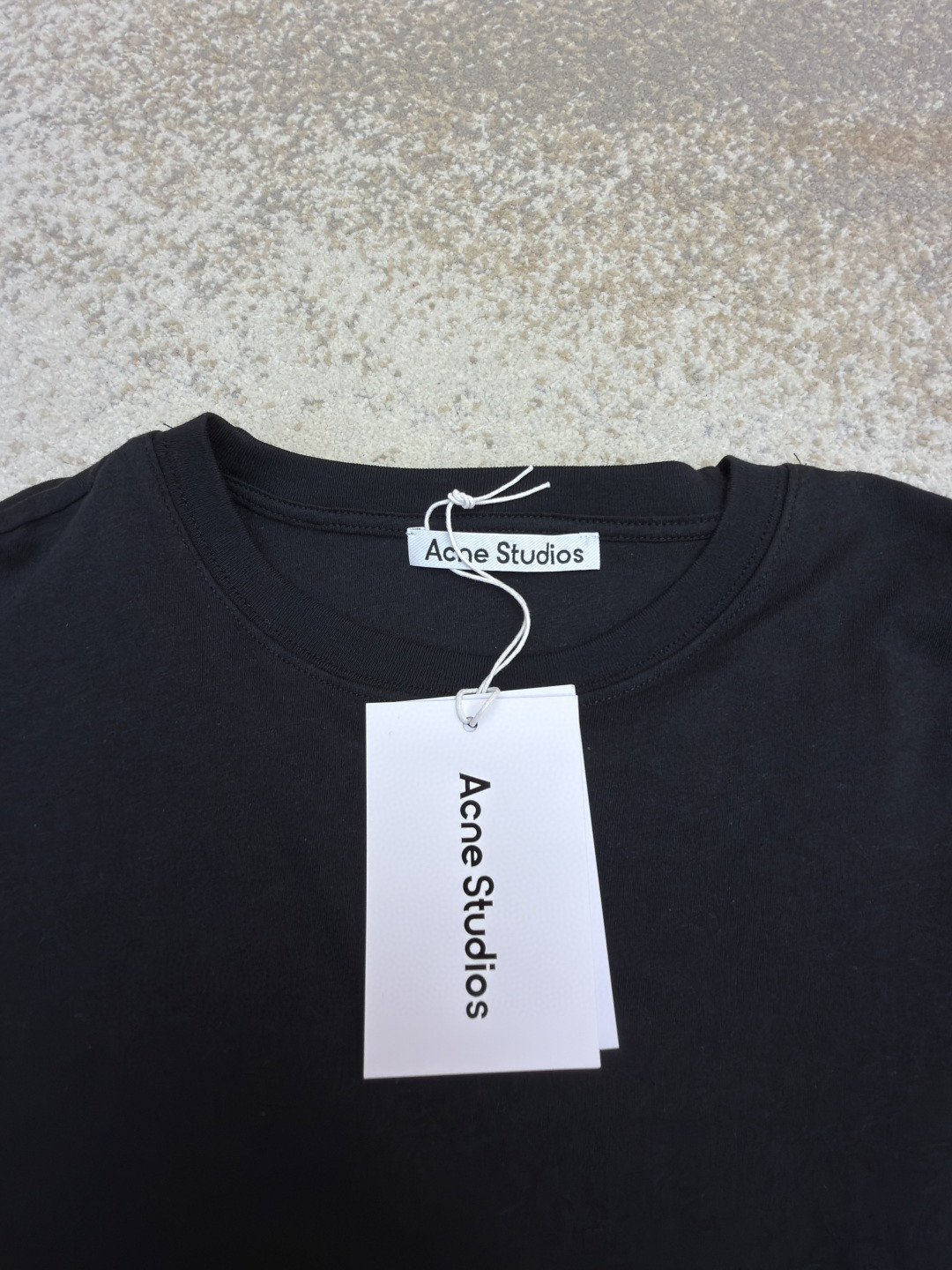 Acne Studios 褶饰花苞廓形简约字母印花落肩七分袖T恤 短袖 黑色 A5 AL0528-900