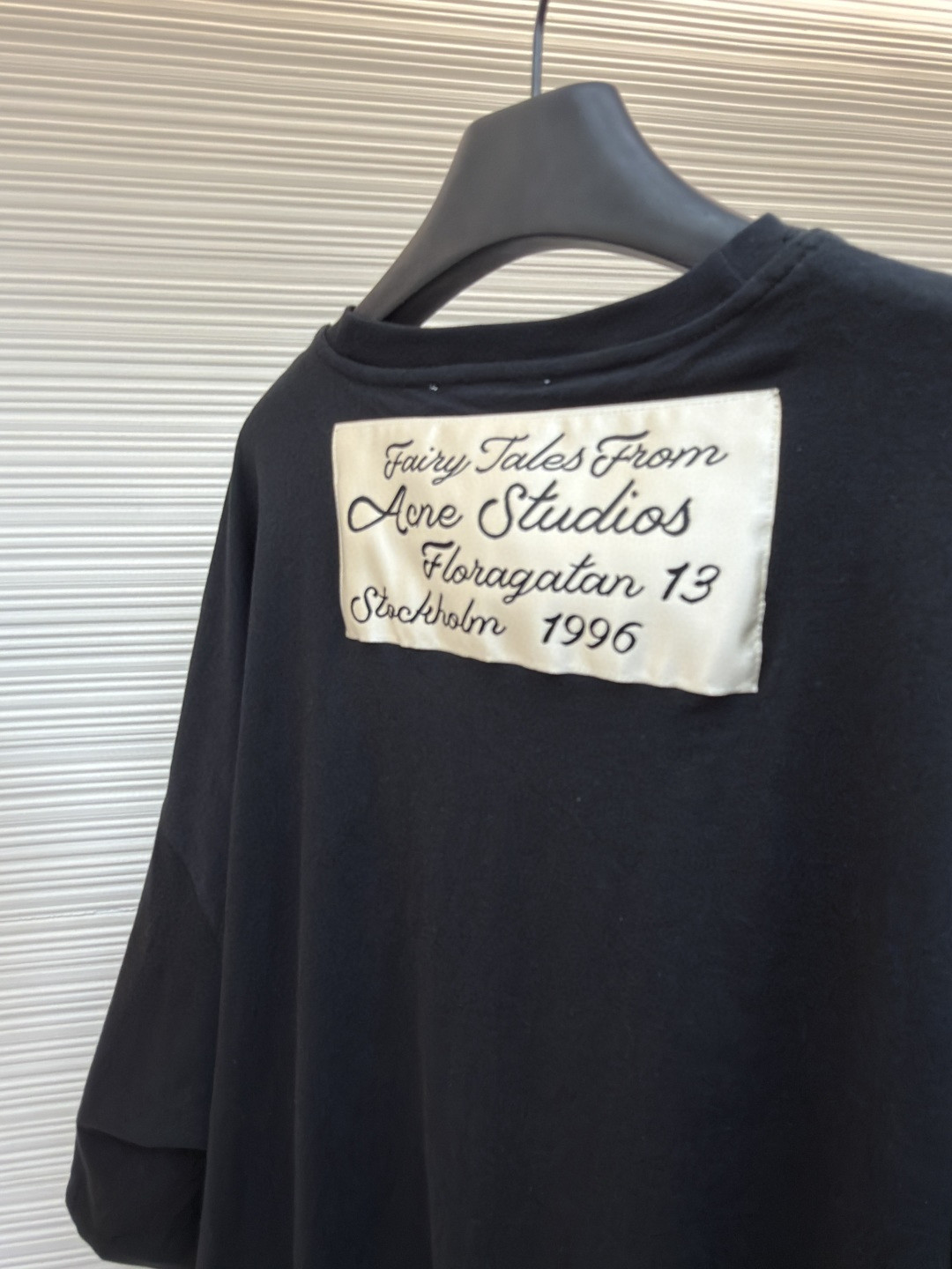 Acne Studios 褶饰花苞廓形简约字母印花落肩七分袖T恤 短袖 黑色 A5 AL0528-900